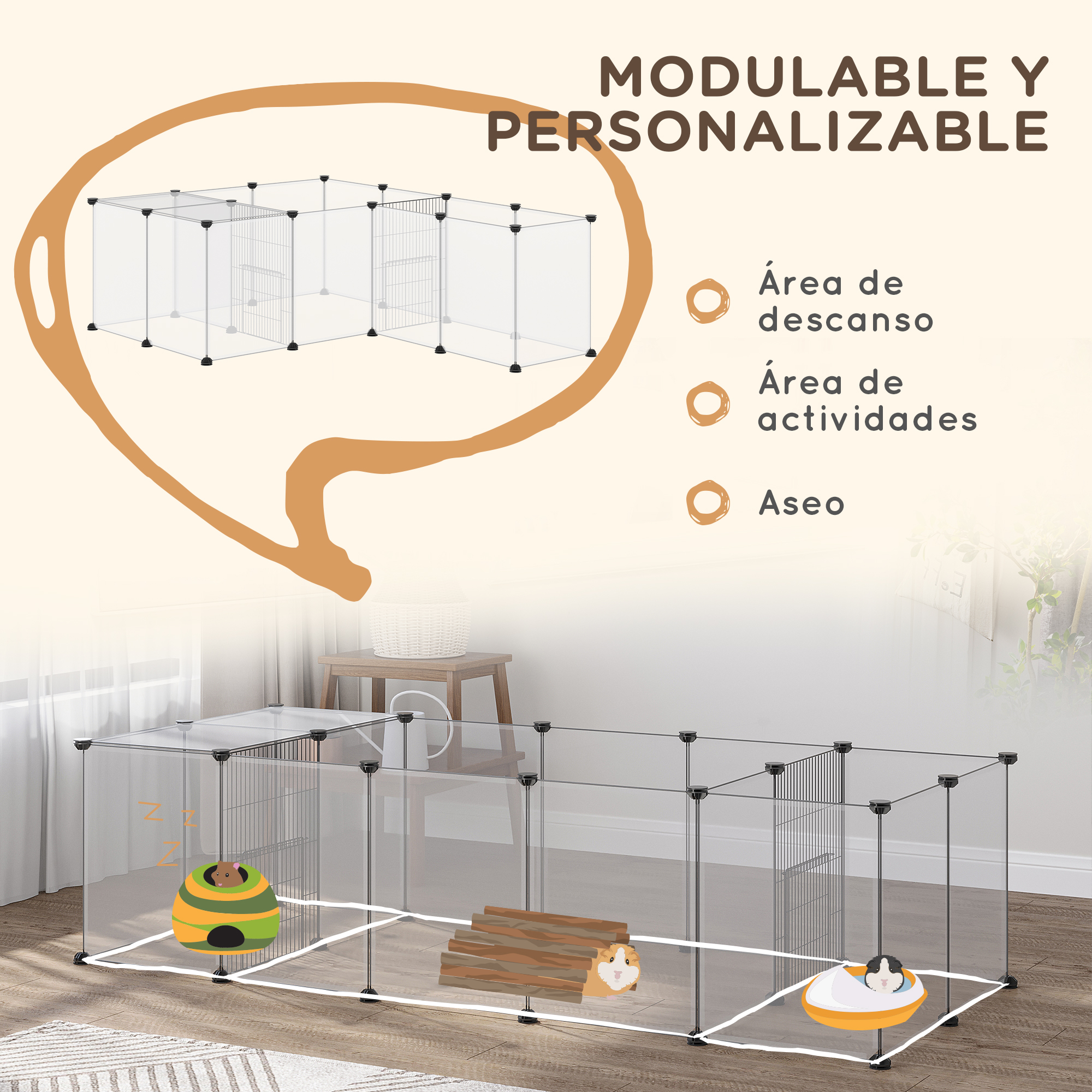 Modular Pet Enclosure With 20 Panels For Small Animals White_voghion.com