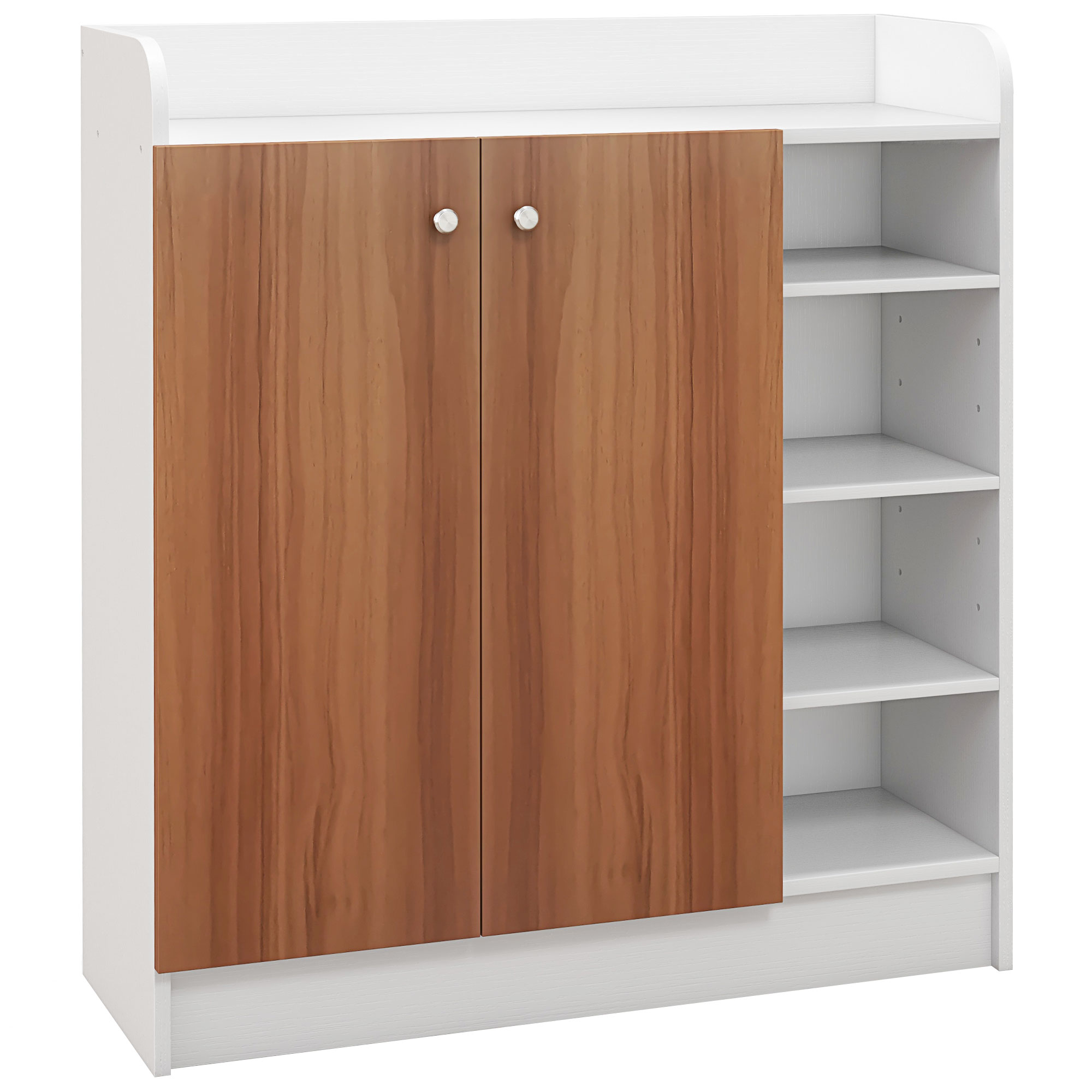 Modern Shoe Cabinet With 2 Doors And Adjustable Shelves Natural_voghion.com