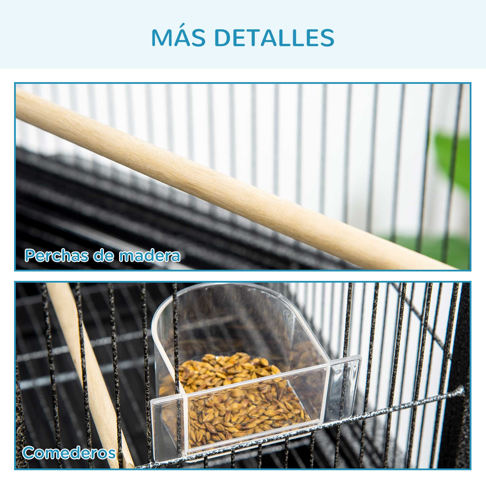 Bird Cage With Wheels Metal Aviary With Perches And Feeders Grey_voghion.com