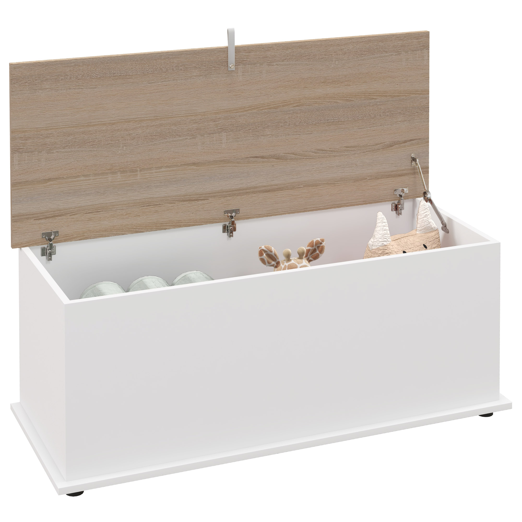 Arcón De Almacenamiento Con Tapa Carga Máx. 120 Kg Para Dormitorio Salón 100x40x40 Cm Natural Y Blanco_voghion.com