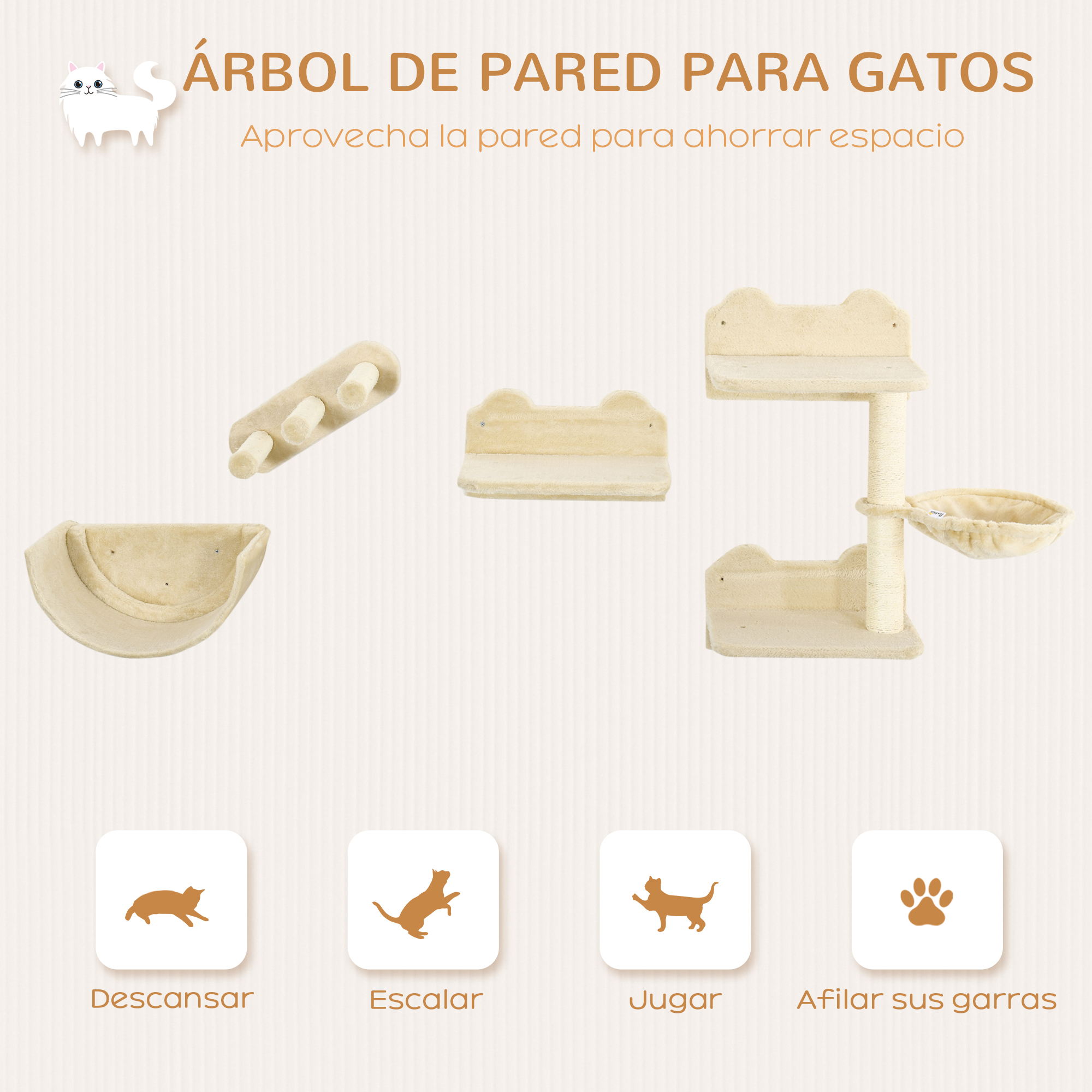 Set escalade mural pour chat 4 pièces étagères avec hamac_voghion.com