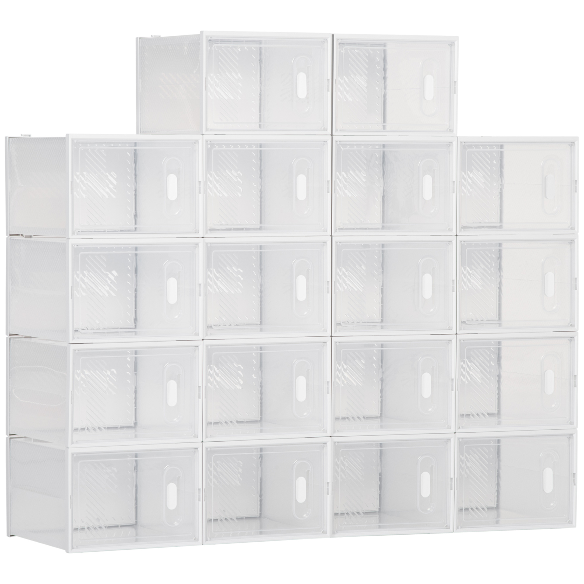 Organisator De Zapatos Modular Esstantería Modulable Con 18 Cubos Puertas Magnéticas 28x36x21 Cm Transparente_voghion.com