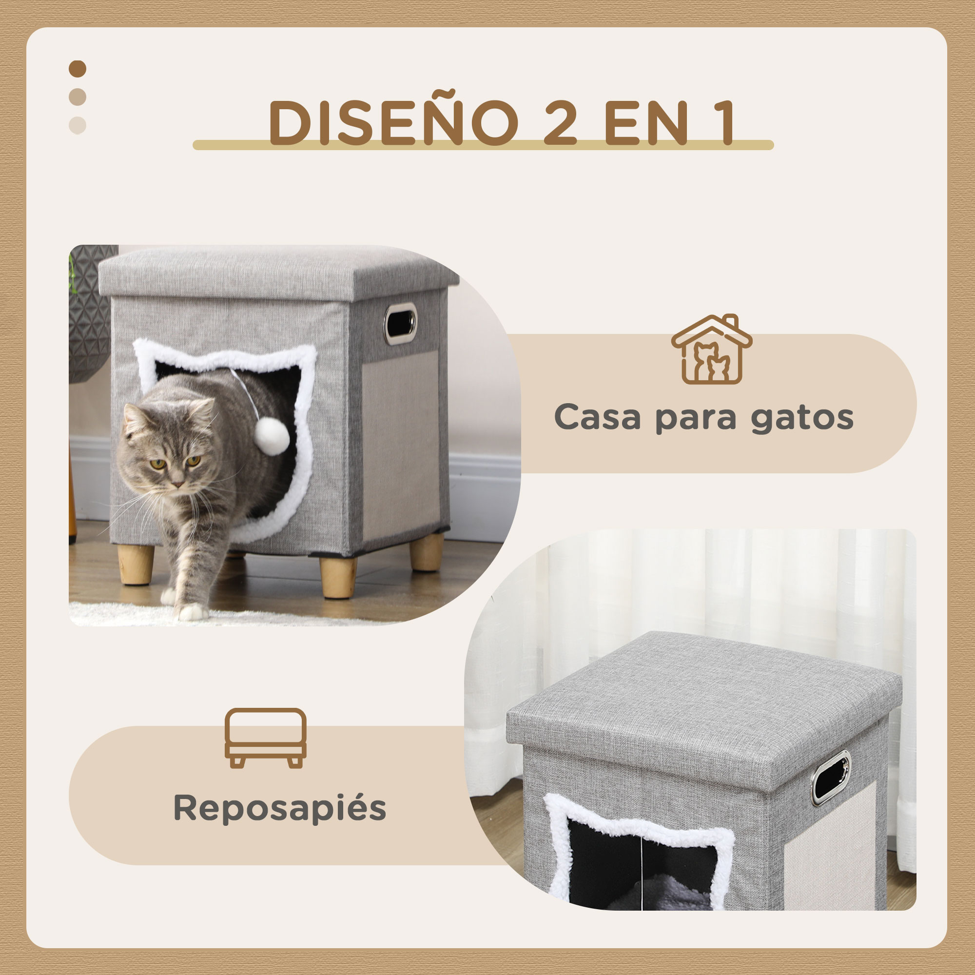 Cat Bed With Scratching Pad And Hanging Toy Removable Cushion_voghion.com