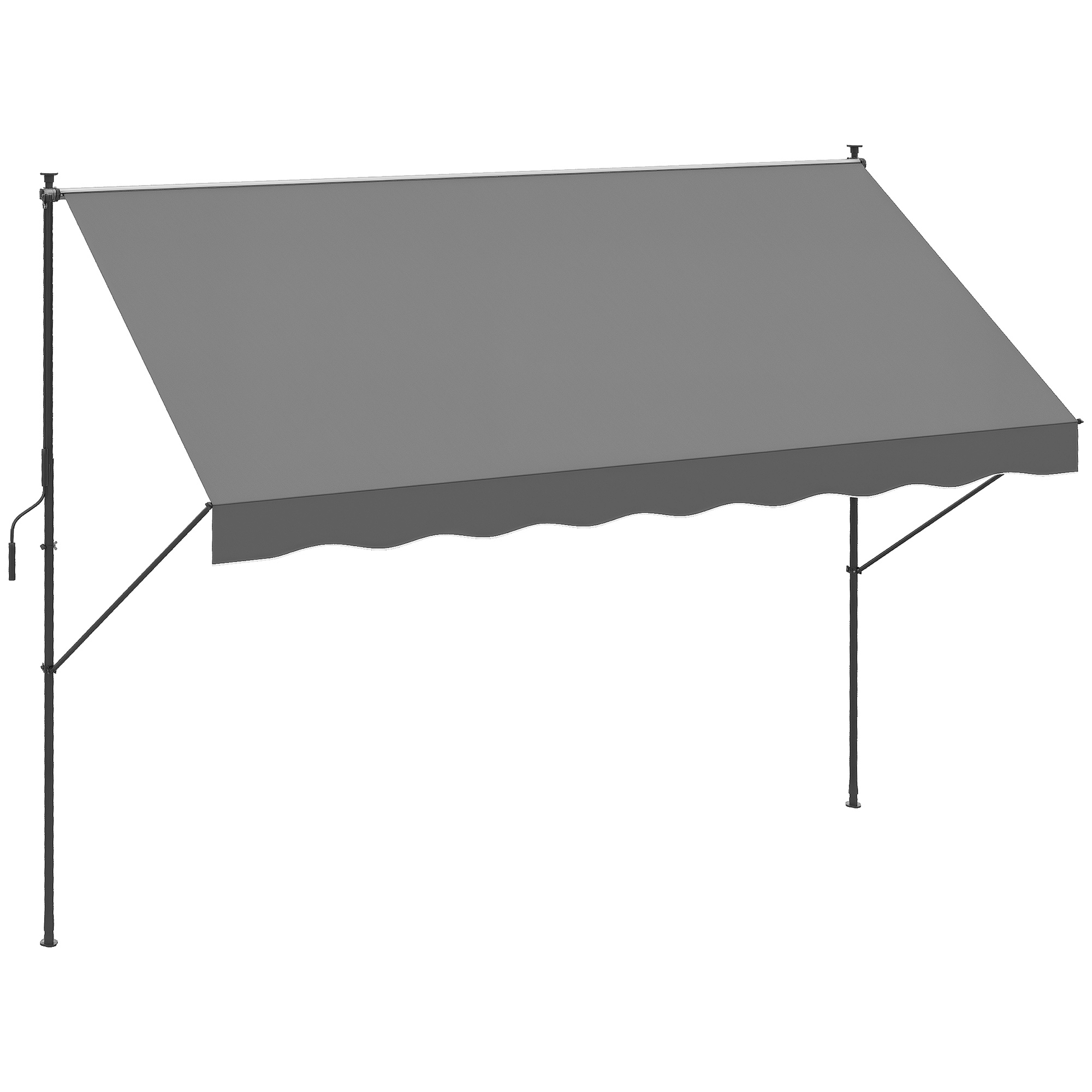 Toldo Manual Retráctil 300x175x210-310 Cm Ajustable Con Manivela Protección Solar UV40+ Para Balcón Terraza Gris_voghion.com