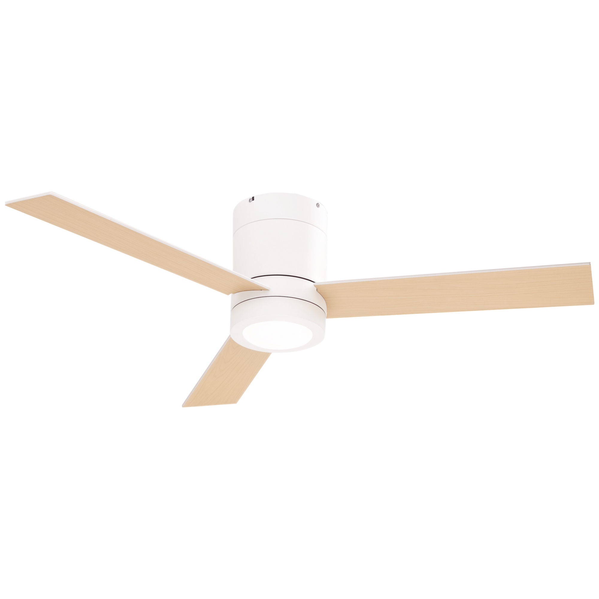 Ventilateur De Techo Moteur AC 48W Avec Lumière LED Mando A Distance 3 Vitesses Et 3 Aspas De Madera Ø112x25 Cm Blanco_voghion.com