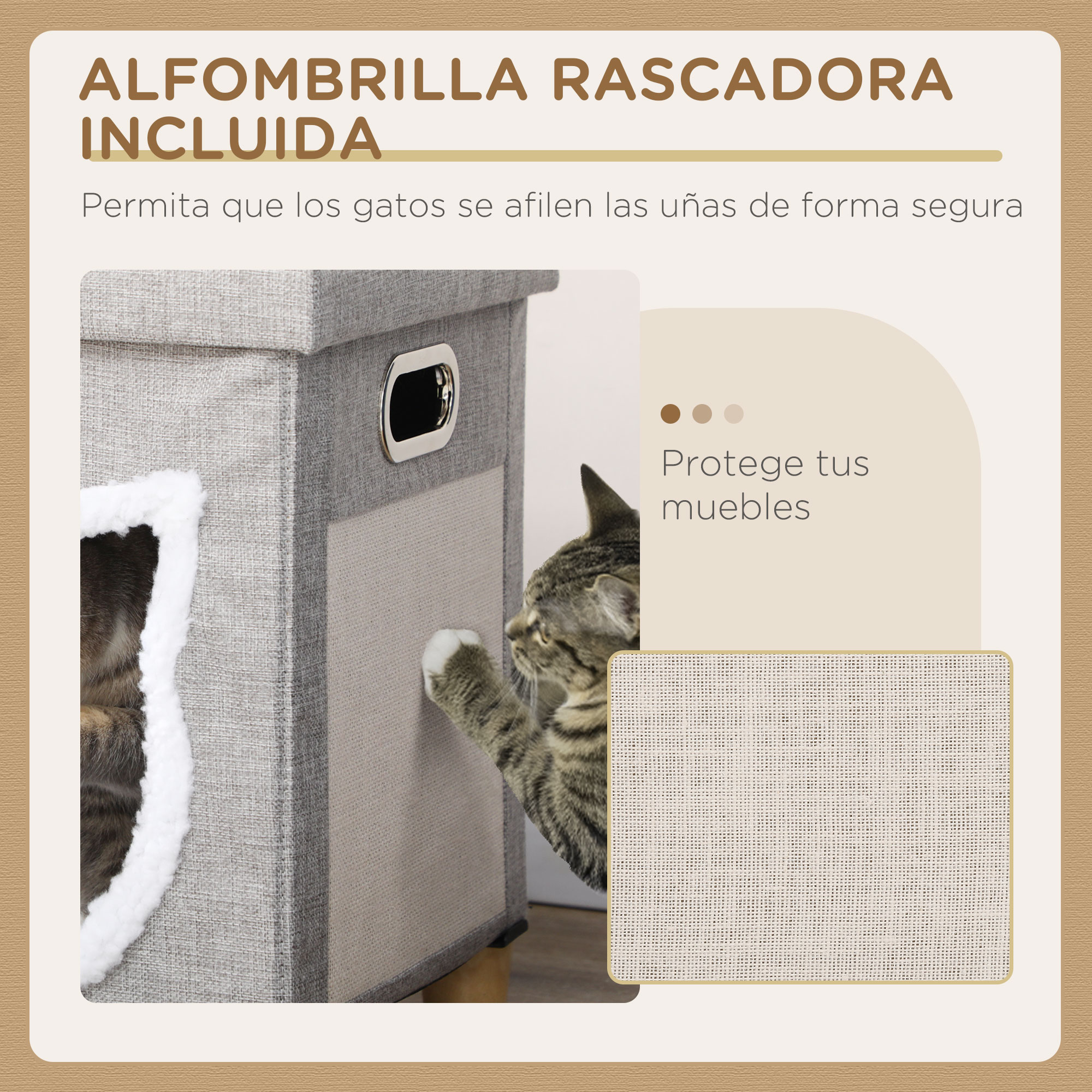 Cat Bed With Scratching Pad And Hanging Toy Removable Cushion_voghion.com