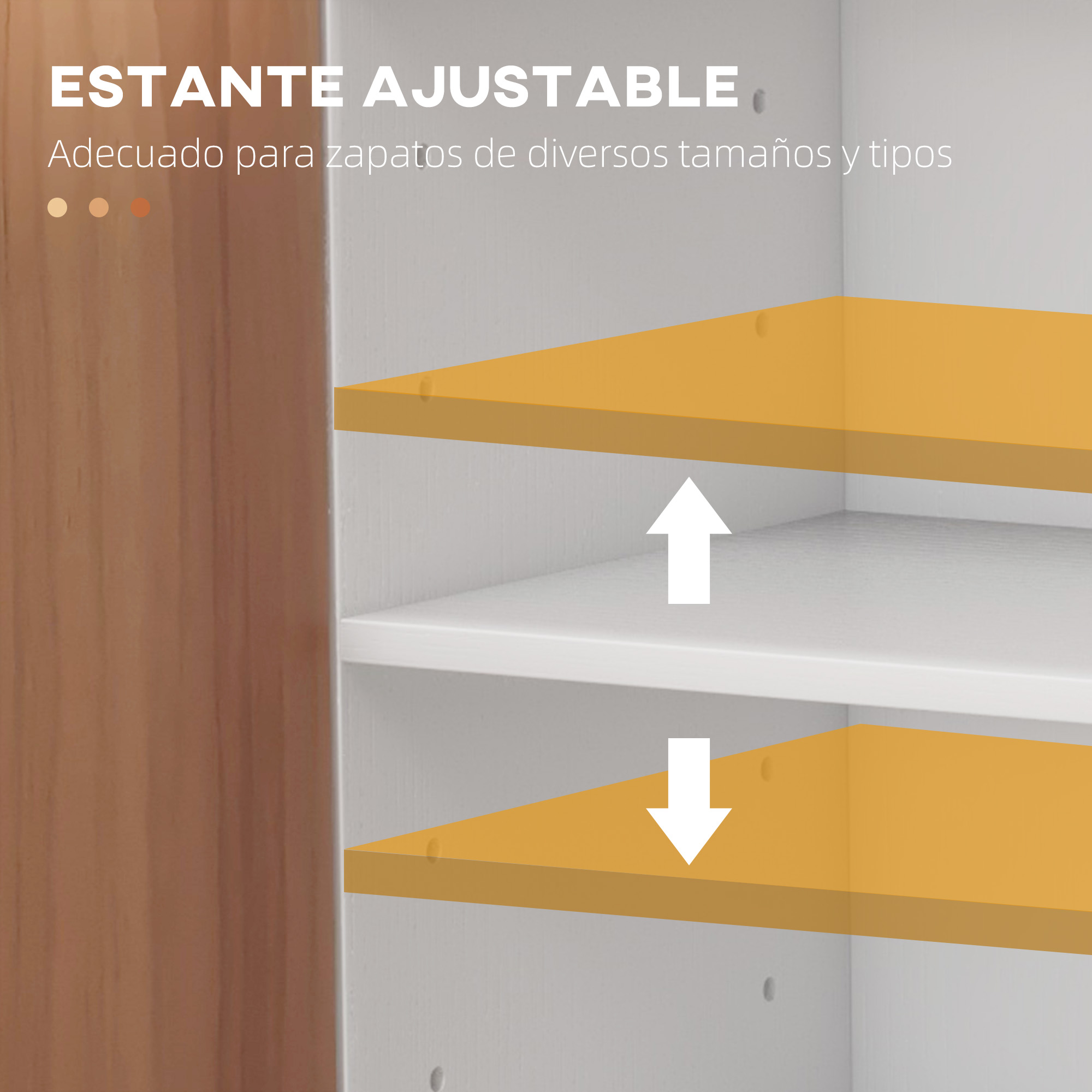 Modern Shoe Cabinet With 2 Doors And Adjustable Shelves Natural_voghion.com
