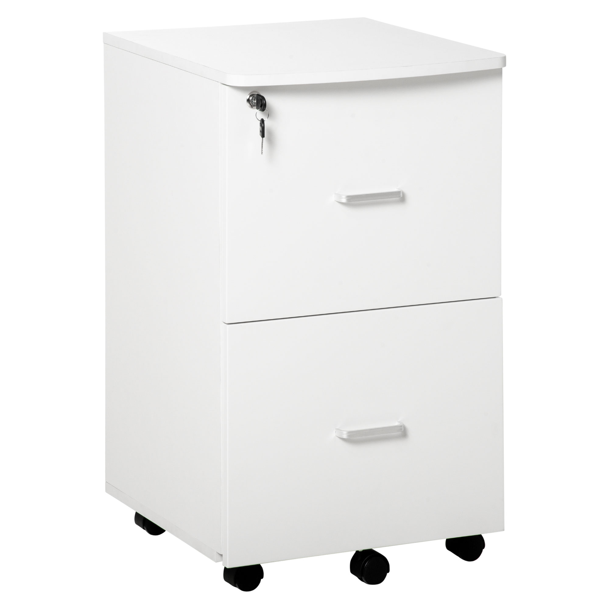 Cajonera De Oficina Mueble Auxiliar Con 2 Cajones Cierre Con Llave Para Estudio Despacho 43x45x72 Cm Blanco_voghion.com