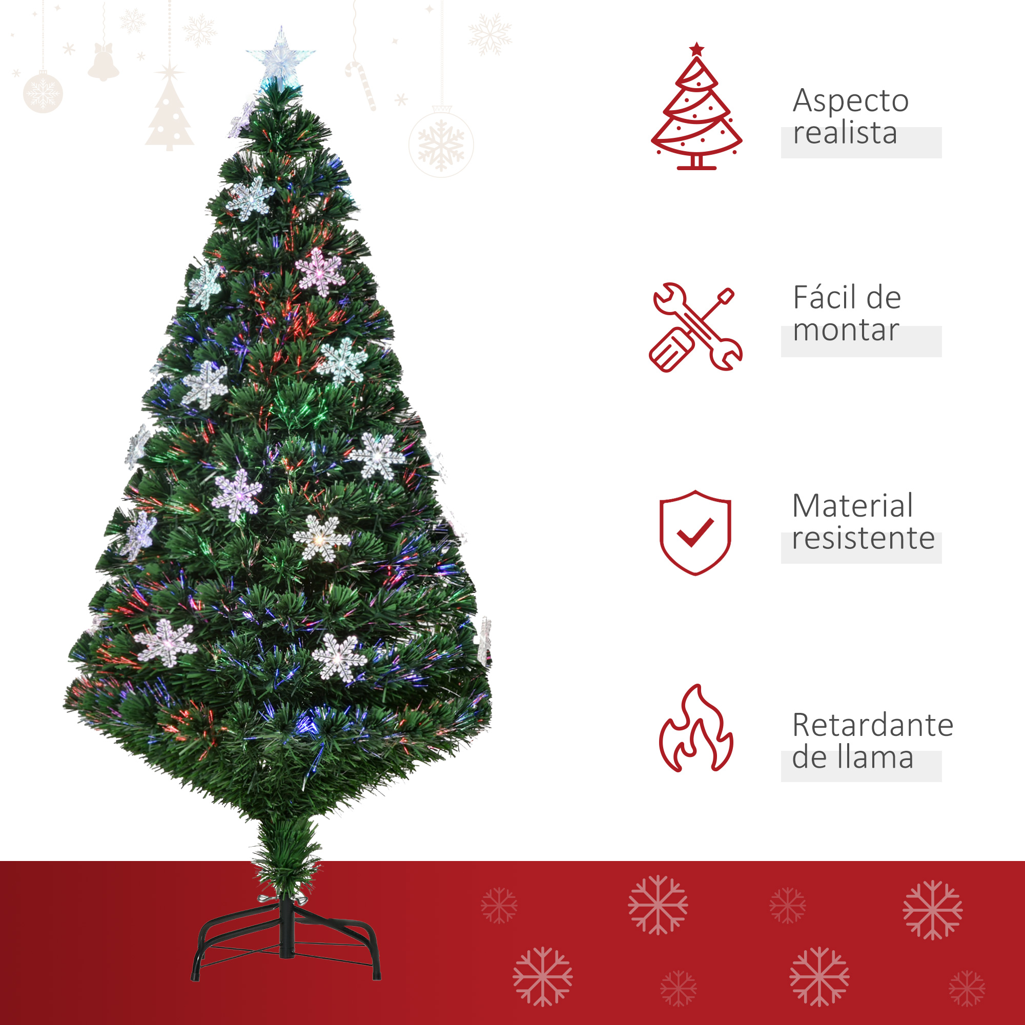 Artificial Christmas Tree With Led Lights And Fibre Optics_voghion.com