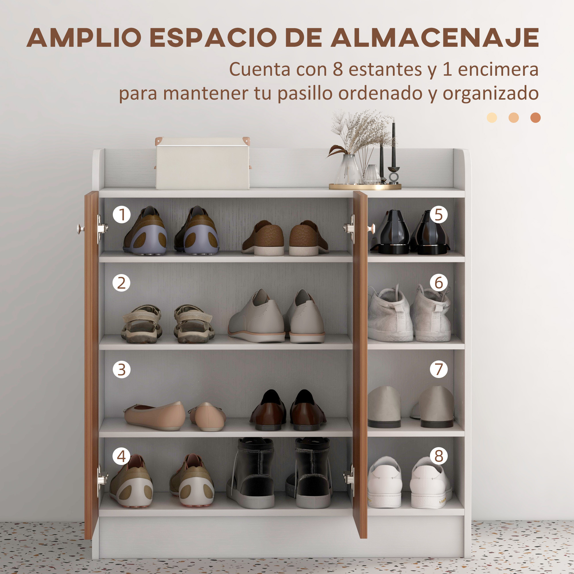 Modern Shoe Cabinet With 2 Doors And Adjustable Shelves Natural_voghion.com