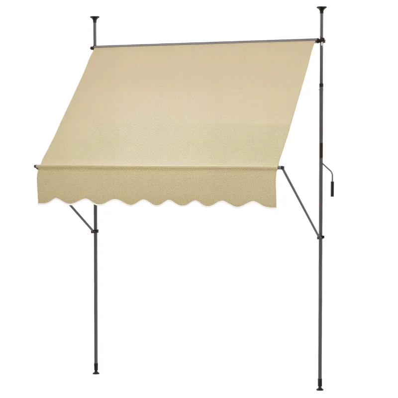 6.5' x 4' Manual Retractable Awning, Non-Screw Patio Awning, UV Resistant for Window or Door, Beige