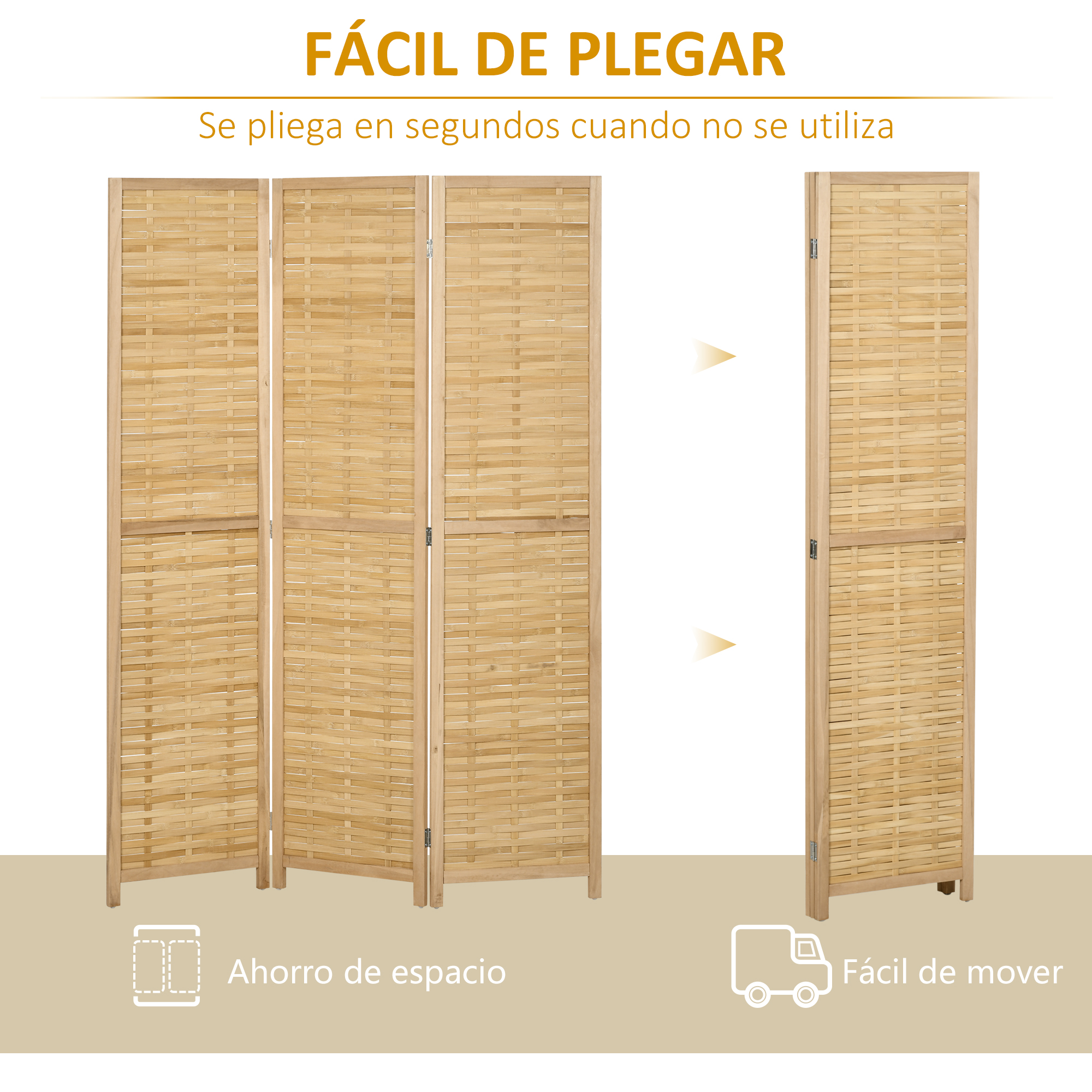 Paravento 3 pannelli in bambù separatore stanze stile rustico_voghion.com