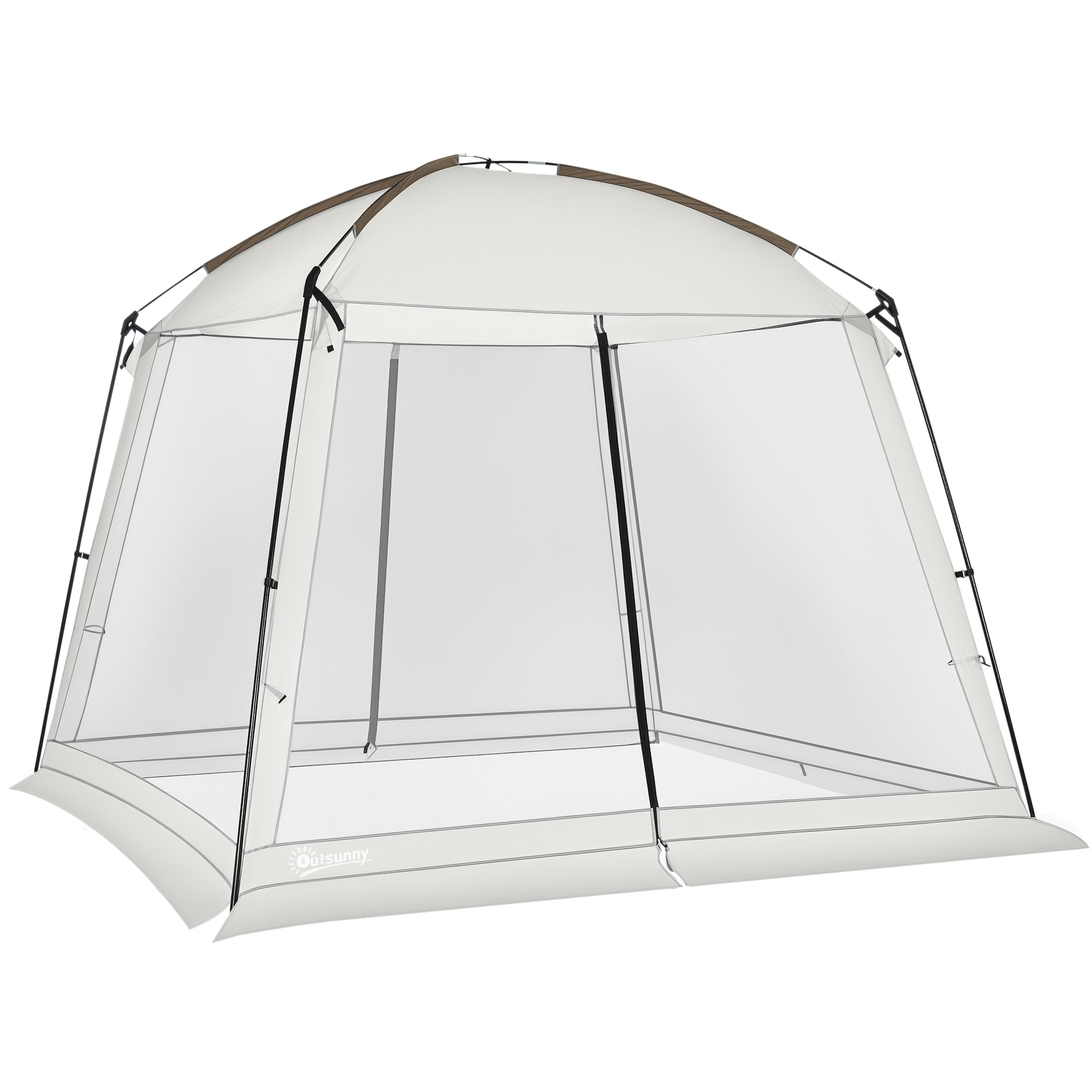 Carpa De Jardín 3x3 M Para 6-8 Personas Con 4 Mosquiteras Y 2 Puertas Protección UV50+ Con Bolsa De Transporte Blanco_ecoleips.com