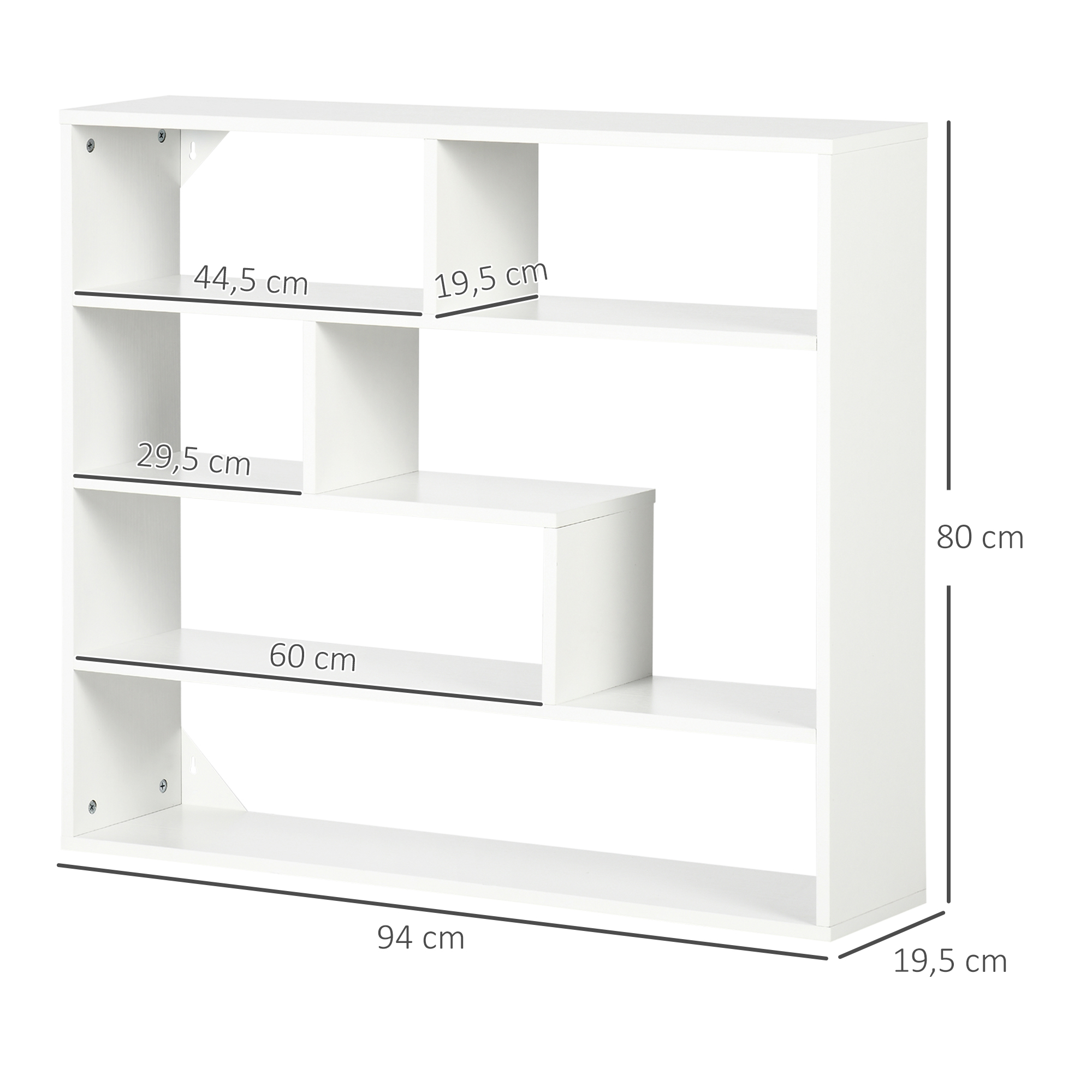 Wandregal Mit 7 Fächern Hängeregal Im Modernen Design Weiß_voghion.com
