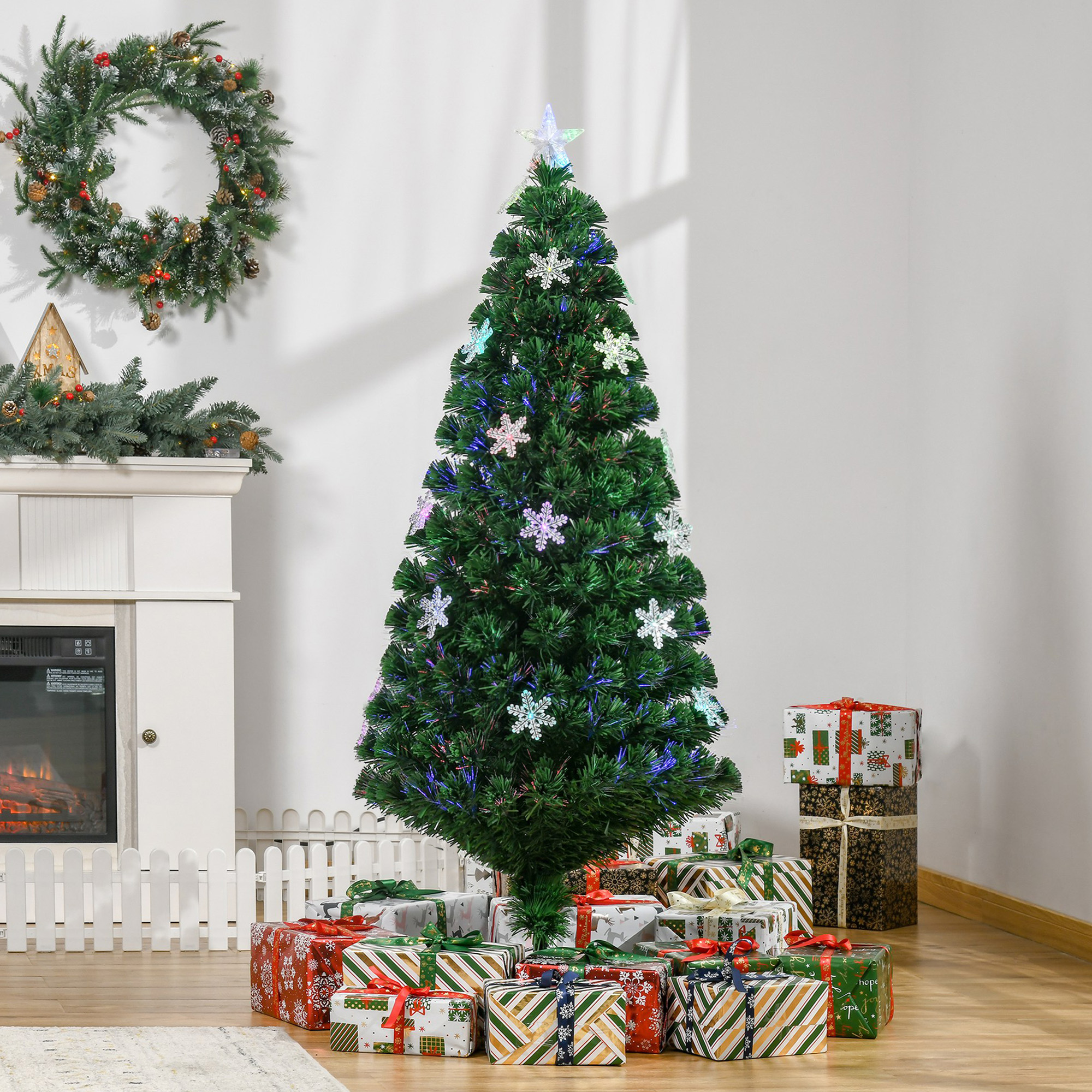 Artificial Christmas Tree With Led Lights And Fibre Optics_voghion.com