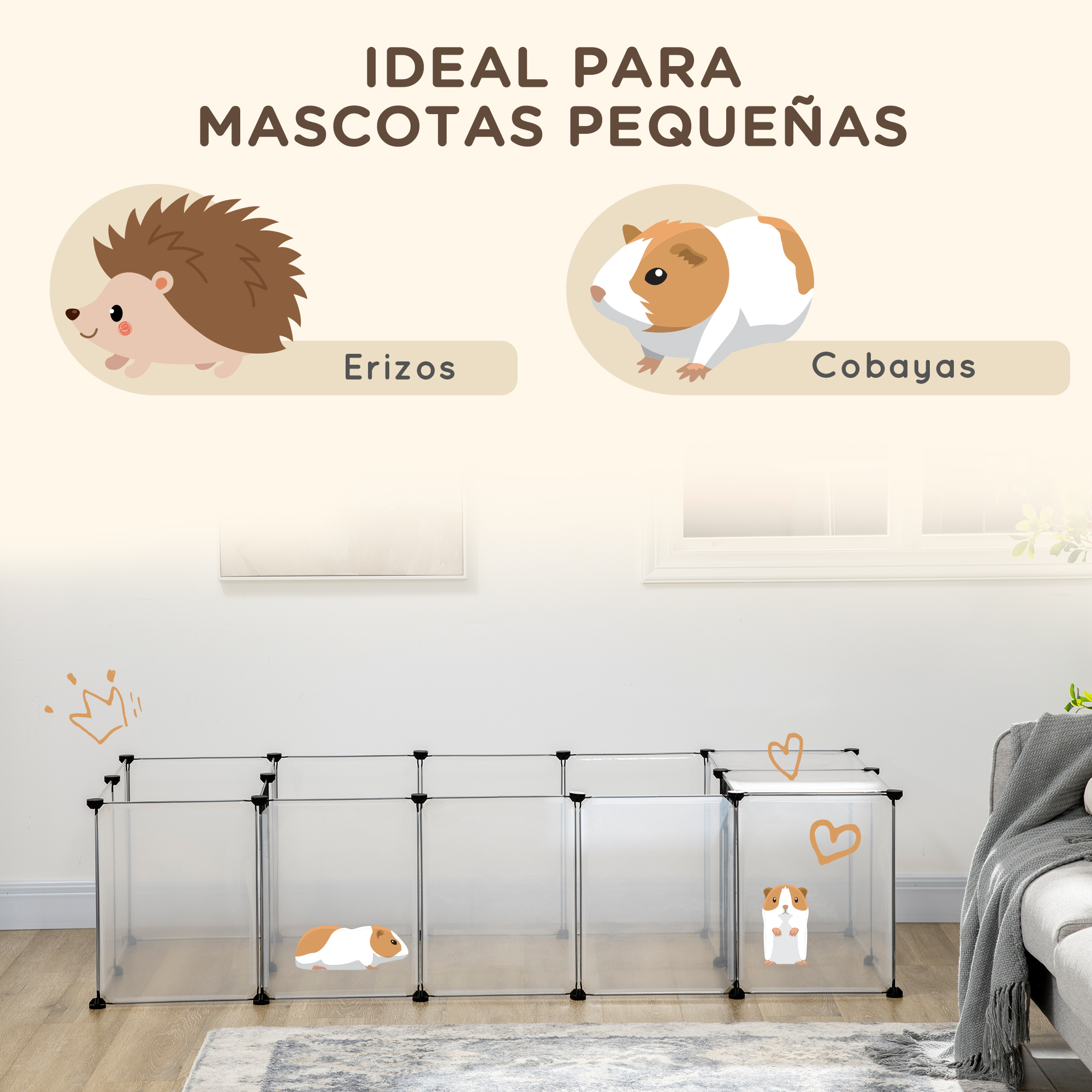 Modular Pet Enclosure With 20 Panels For Small Animals White_voghion.com