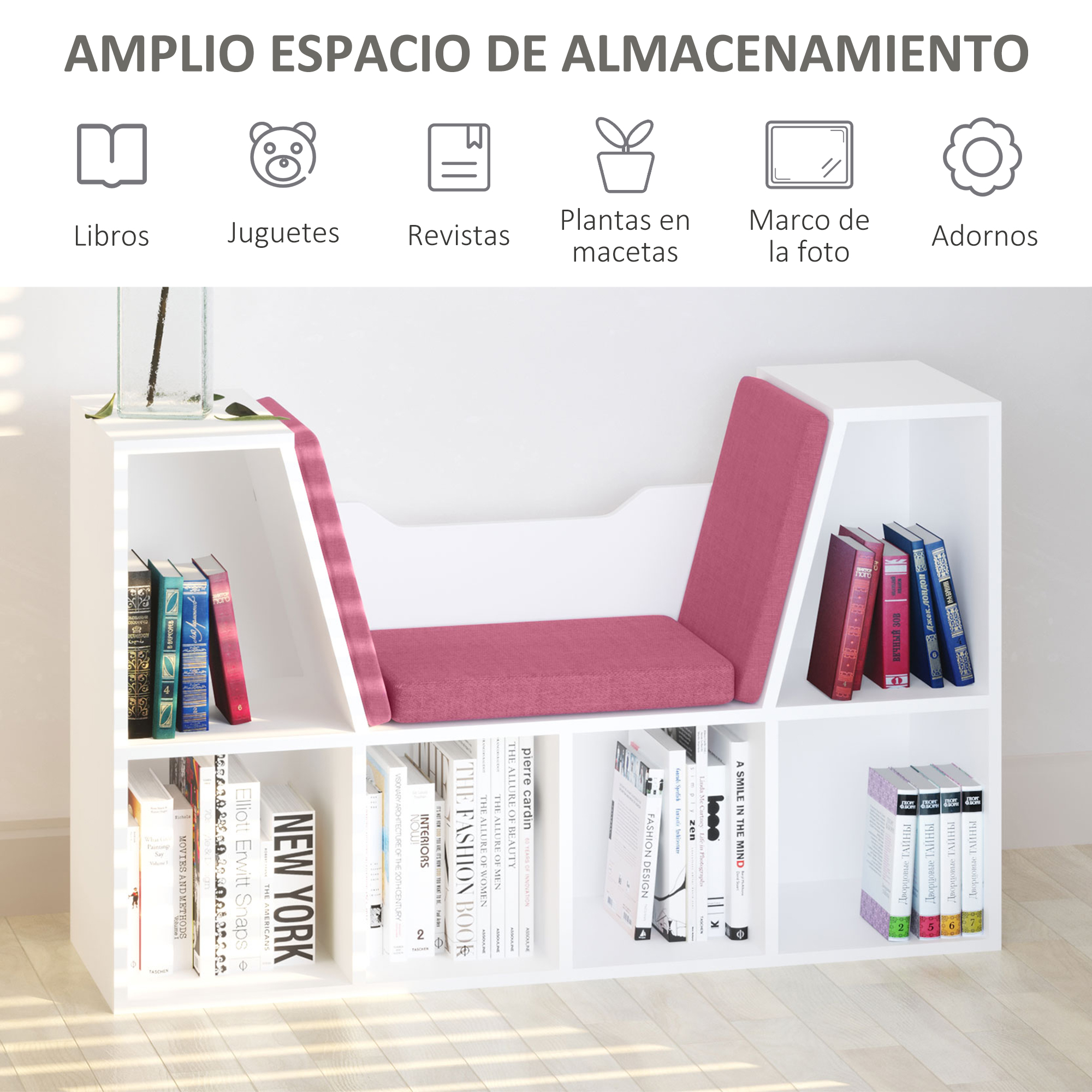 Bücherregal Mit Sitzbank Und 6 Fächern Für Wohn- Und Schlafzimmer_voghion.com