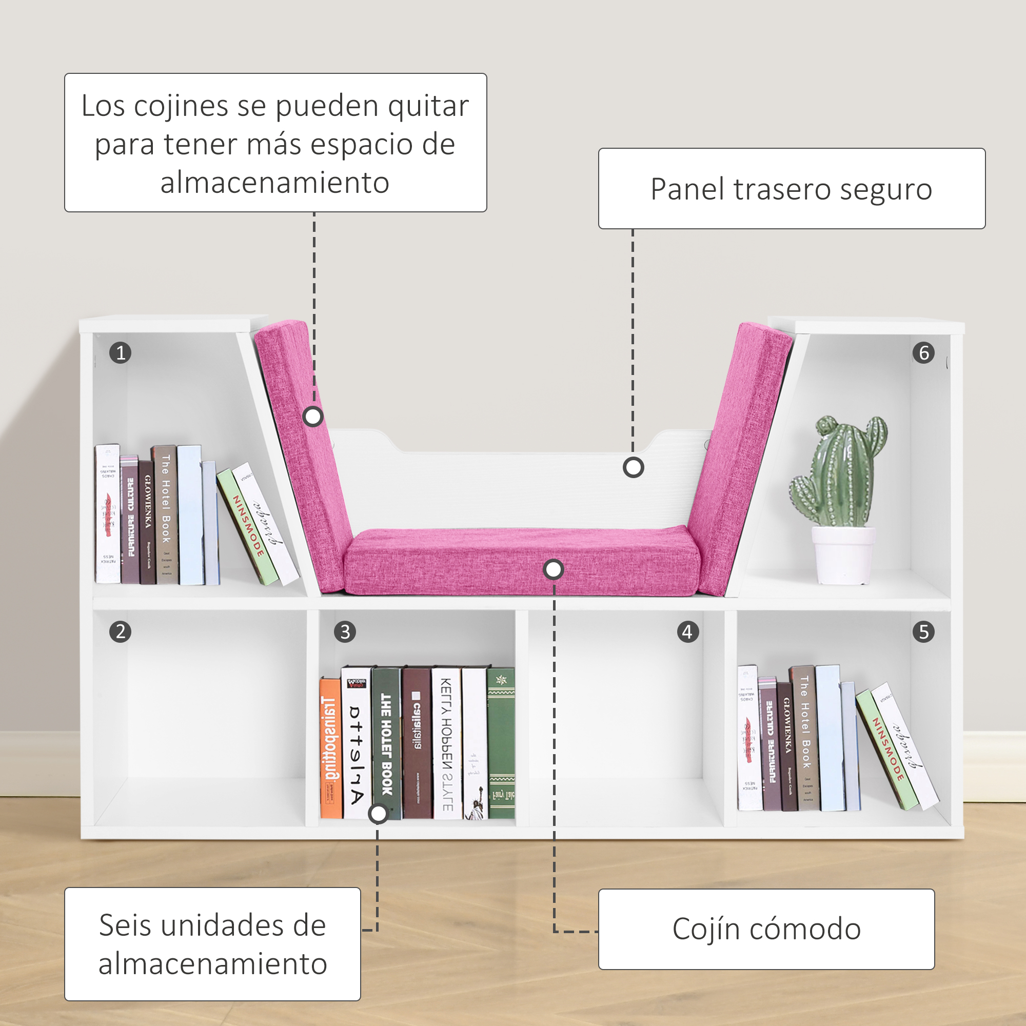 Bücherregal Mit Sitzbank Und 6 Fächern Für Wohn- Und Schlafzimmer_voghion.com