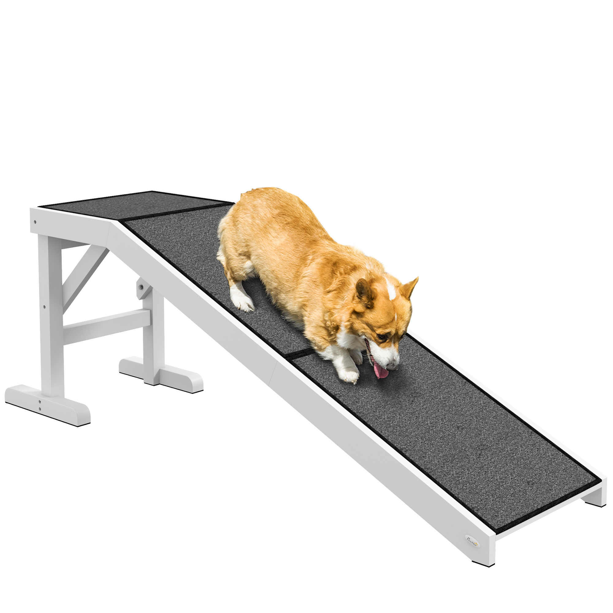 60" Pet Ramp for Dogs & Cats with Non-Slip Carpet, White