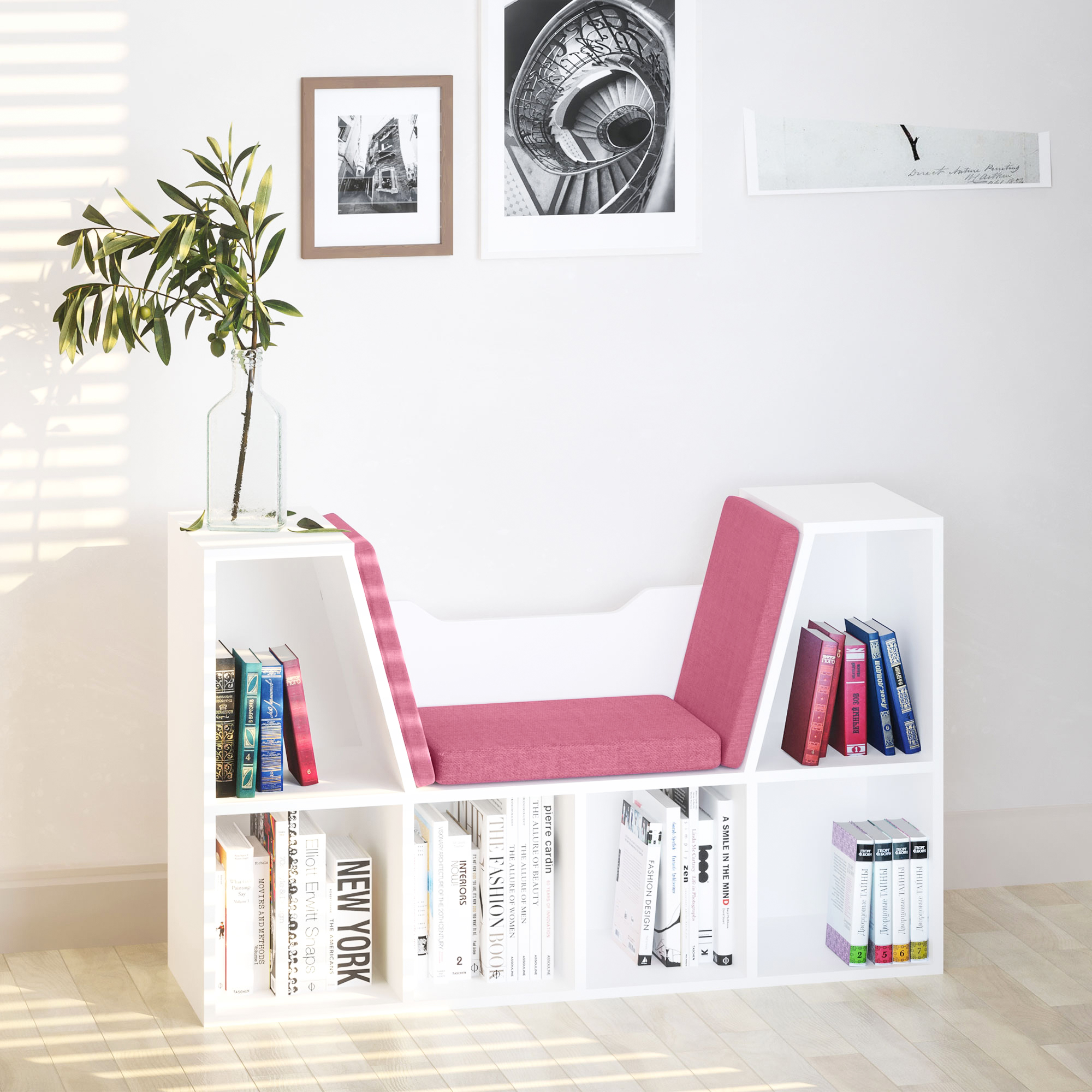 Bücherregal Mit Sitzbank Und 6 Fächern Für Wohn- Und Schlafzimmer_voghion.com
