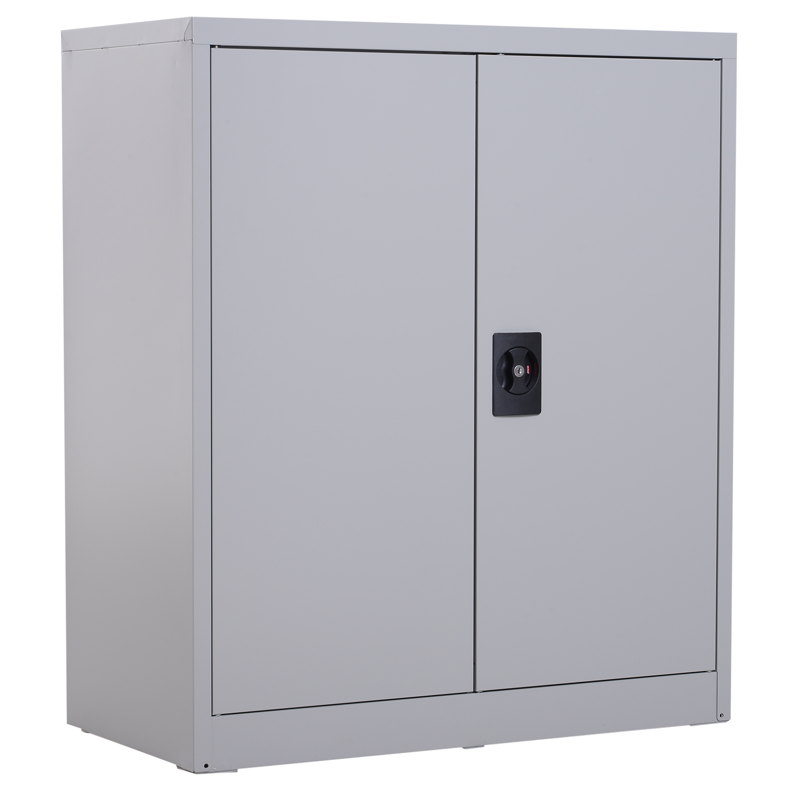 Descripción general del armario metálico gris de 2 puertas