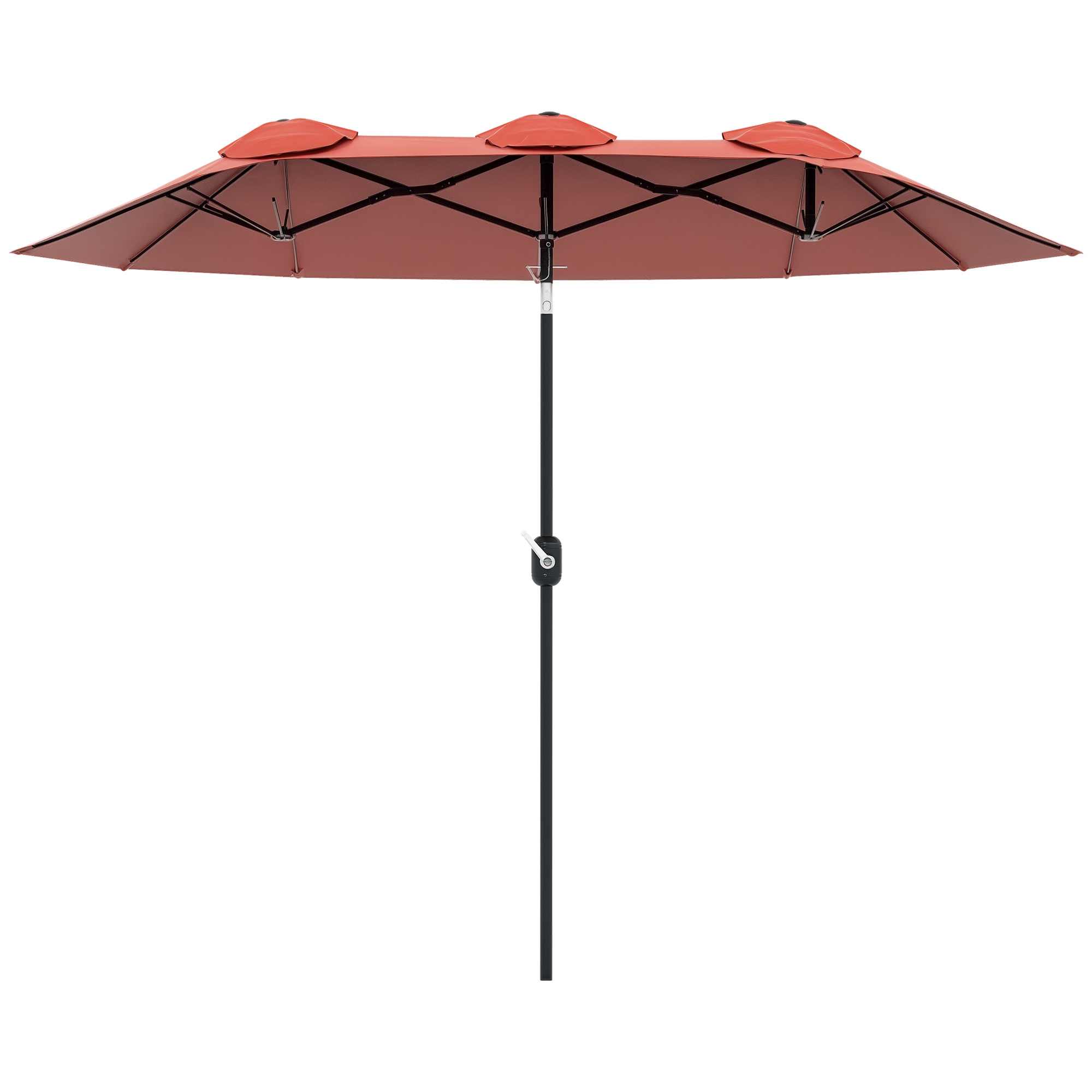 Sombrilla Doble De Jardín 295x152x222 Cm Con Inclinación De 45° Y Manivela Manual Para Terraza Balcón Piscina Rojo_voghion.com