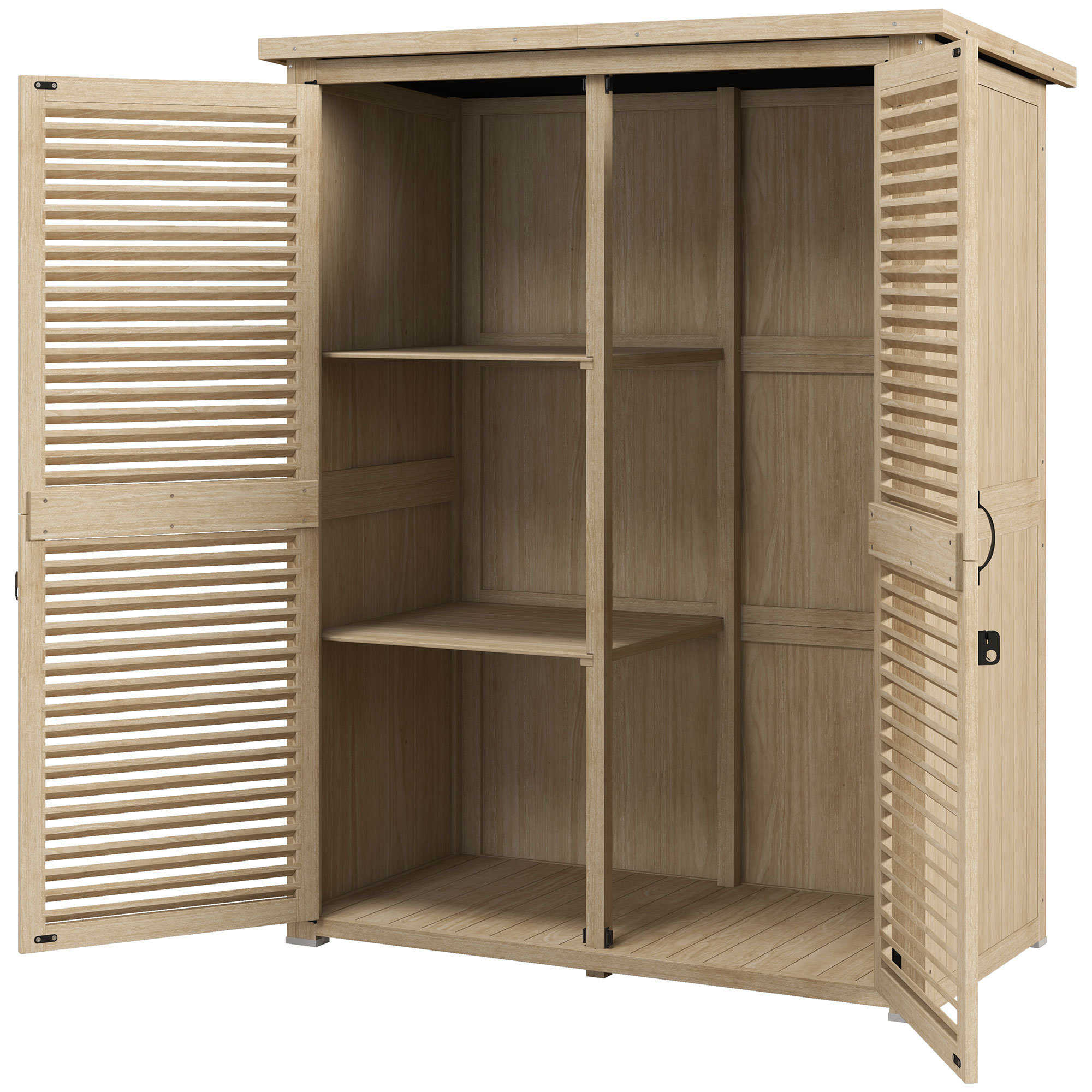 Descripción general del armario de jardín de madera de 127x65x168cm