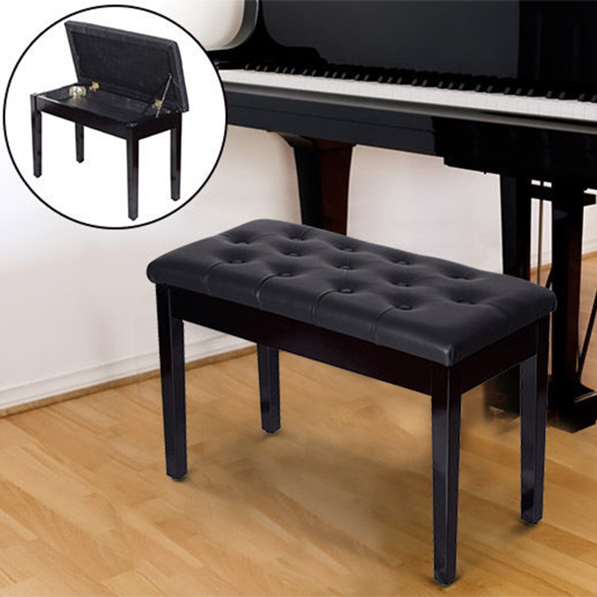 Banc de piano avec rangement et siège en similicuir_voghion.com