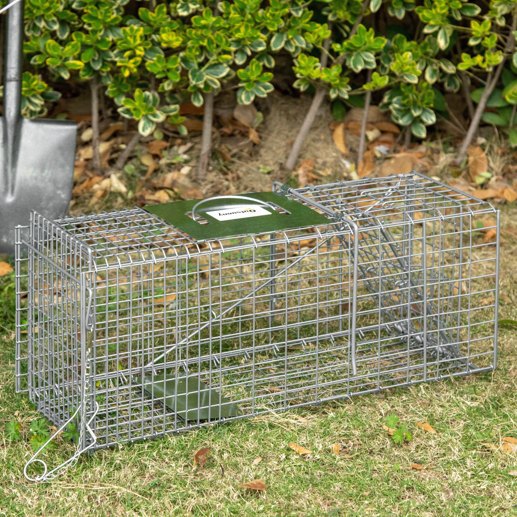 Trampa Para Animales Vivos Plegable 66x24x30,5 Cm Jaula De Captura De Alambre Con Puerta Y Asa Para Conejos Plata_ecoleips.com