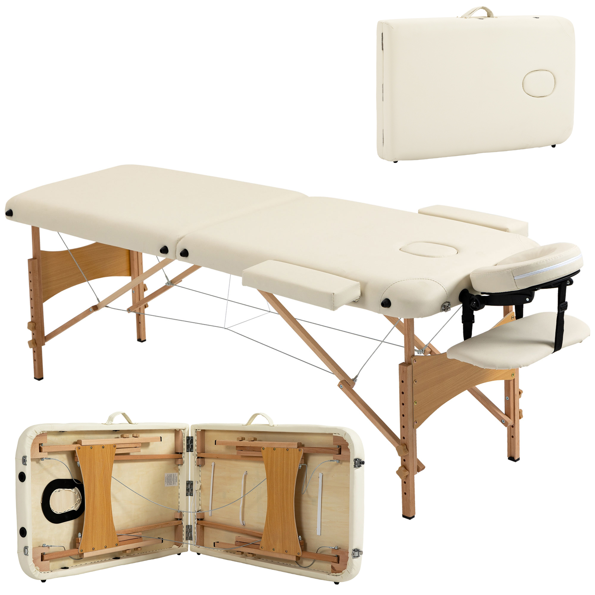 Camilla Plegable Con Altura Ajustable 67-92 Cm Para Uso Profesional De Belleza Acupuntura Y Fisioterapia 210x81 Cm Crema_voghion.com