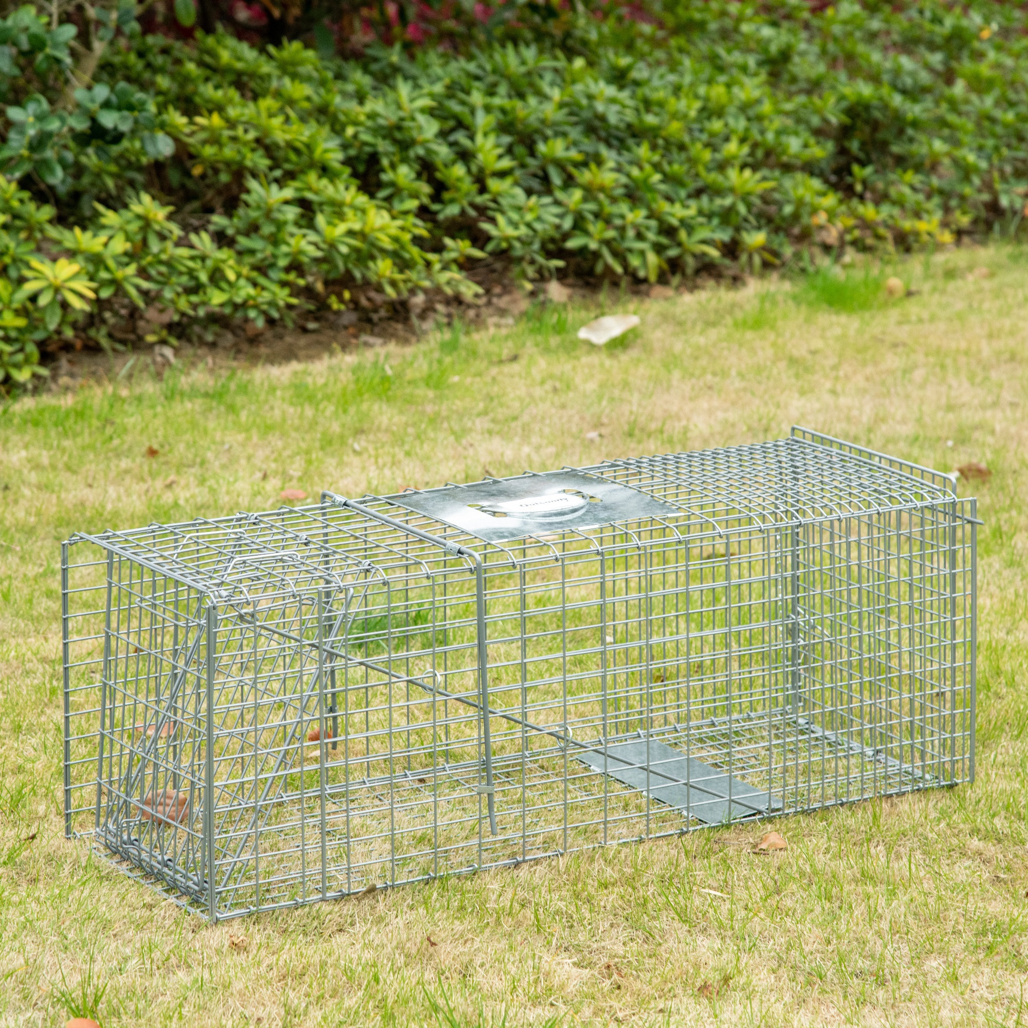 Trampa Para Animales Vivos Plegable 93x31x34,5 Cm Jaula De Captura De Alambre Con Puerta Y Asa Para Conejos Plata_ecoleips.com