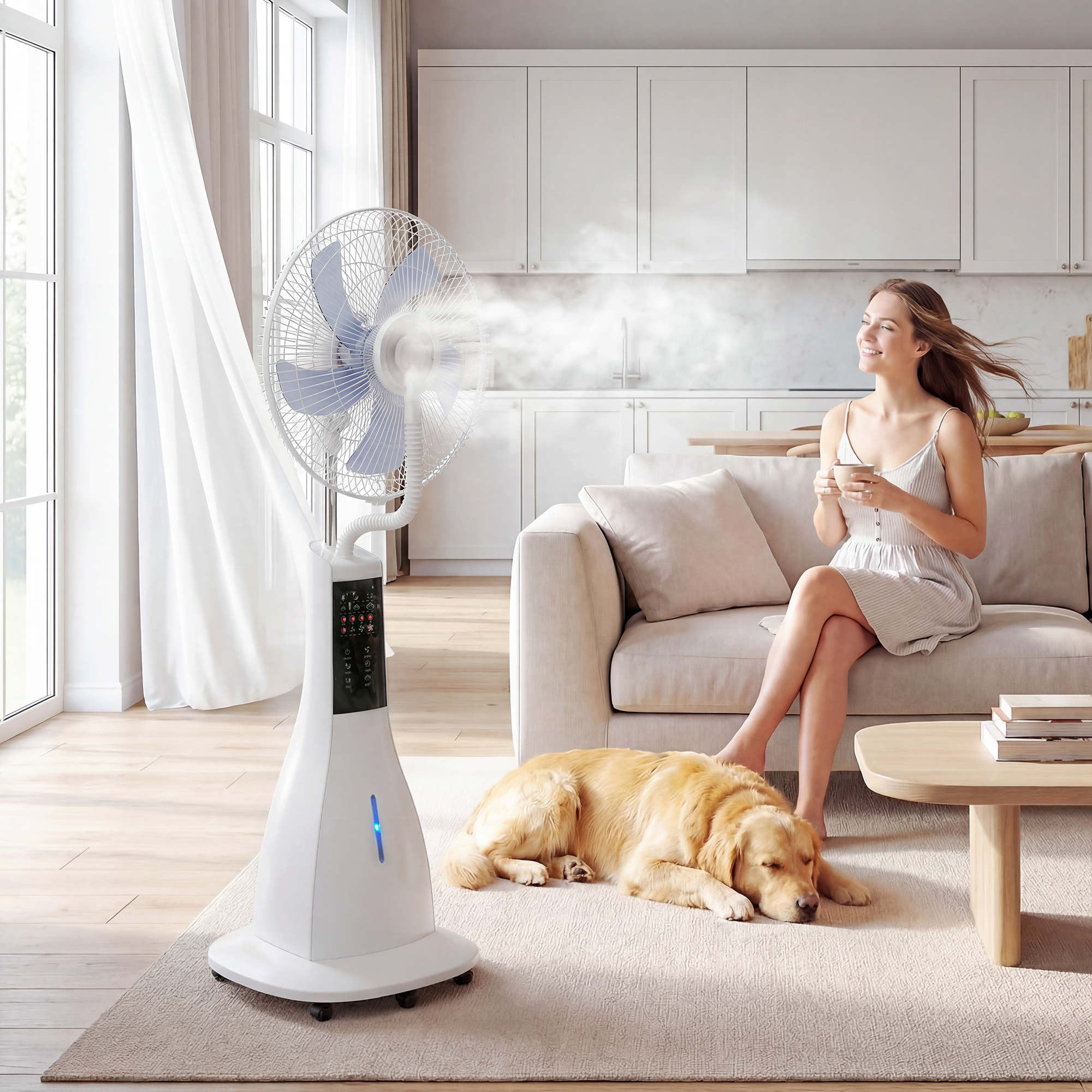 Ventilateur avec roulettes pour faciliter le déplacement