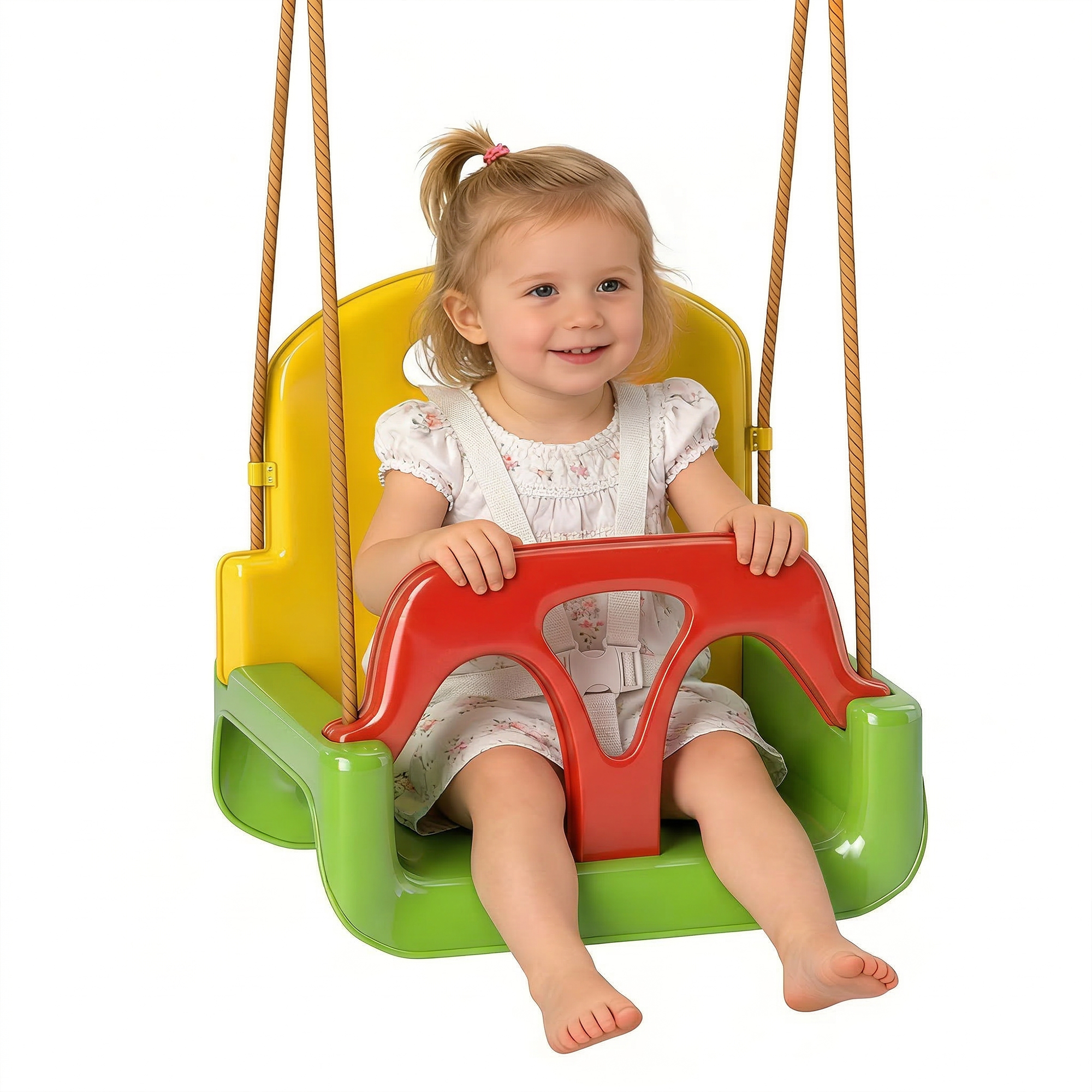 Columpio Para Bebés Con Respaldo Desmontable Y Barra En T Para 9-36 Meses 42x33x120-180 Cm Multicolor_voghion.com