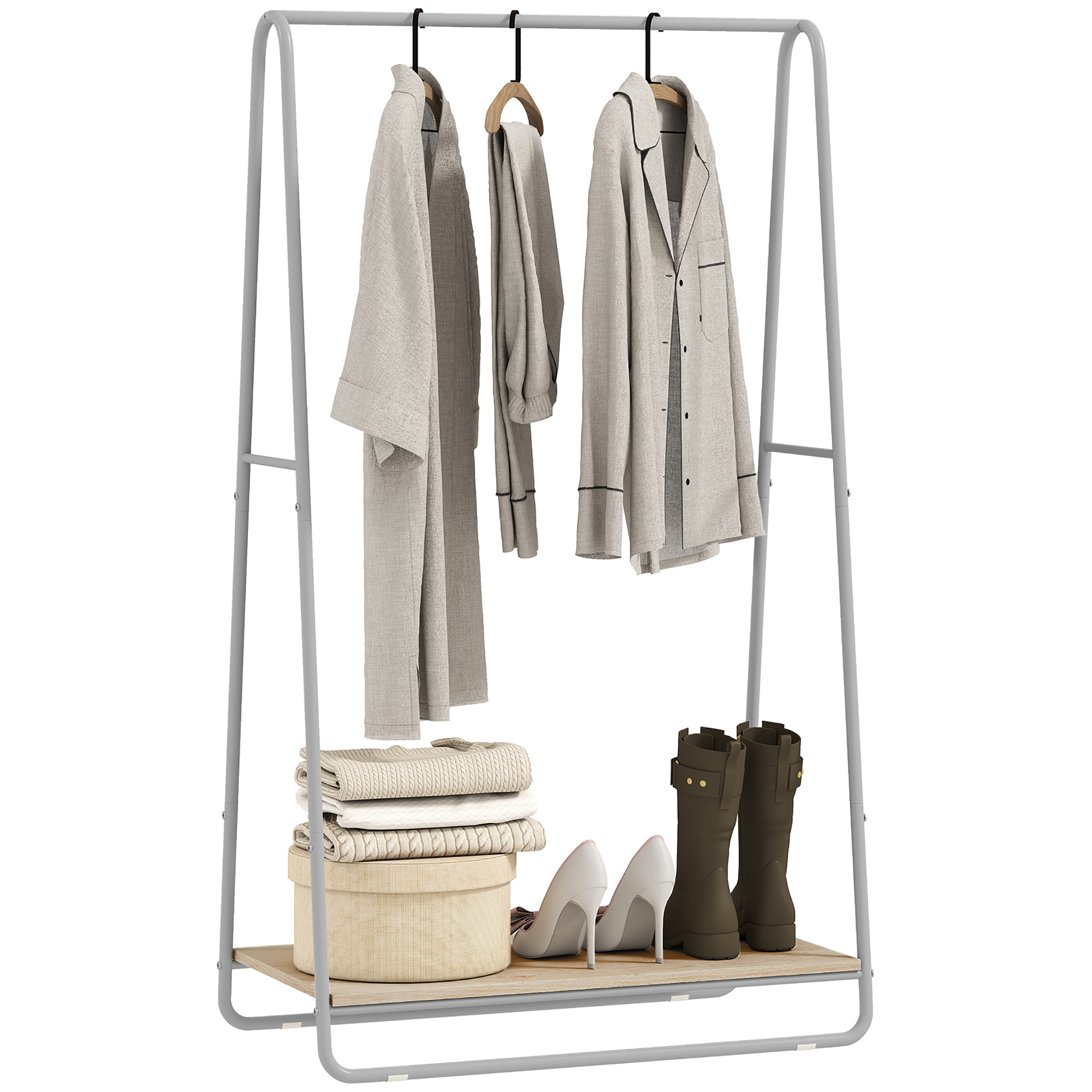 Porte-manteau 3 en 1 naturel et gris