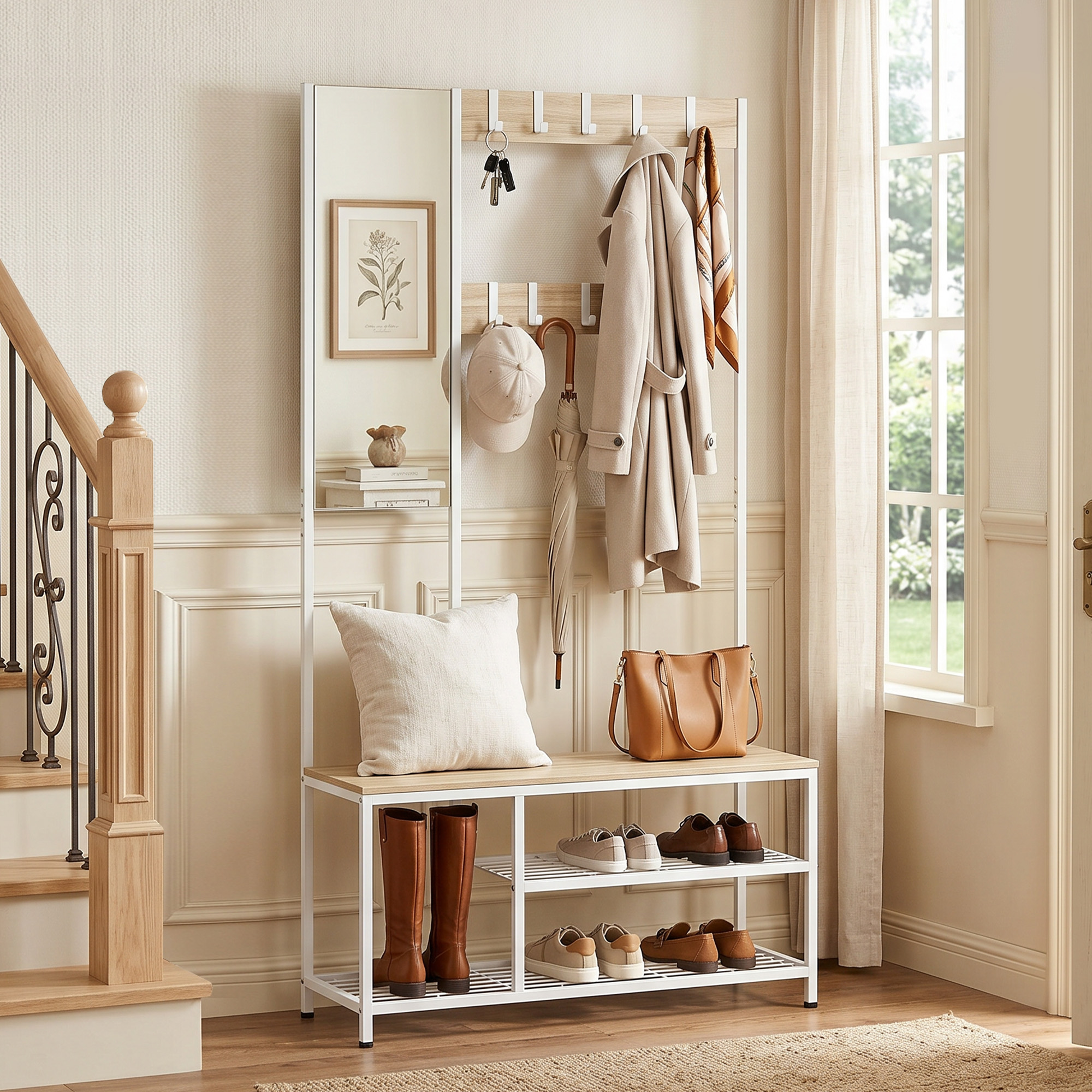 Banc chaussures avec miroir
