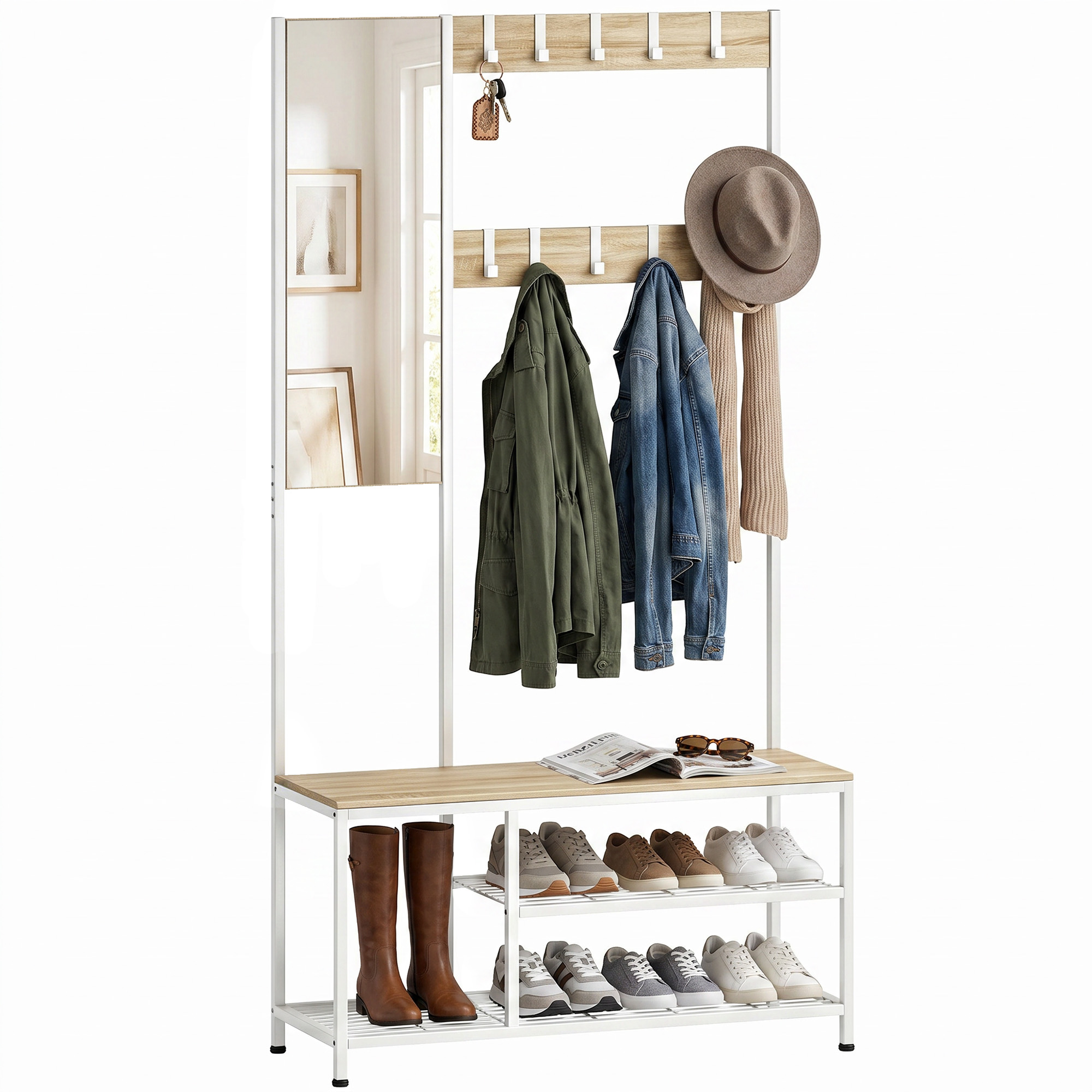 Porte-manteau chaussures avec miroir