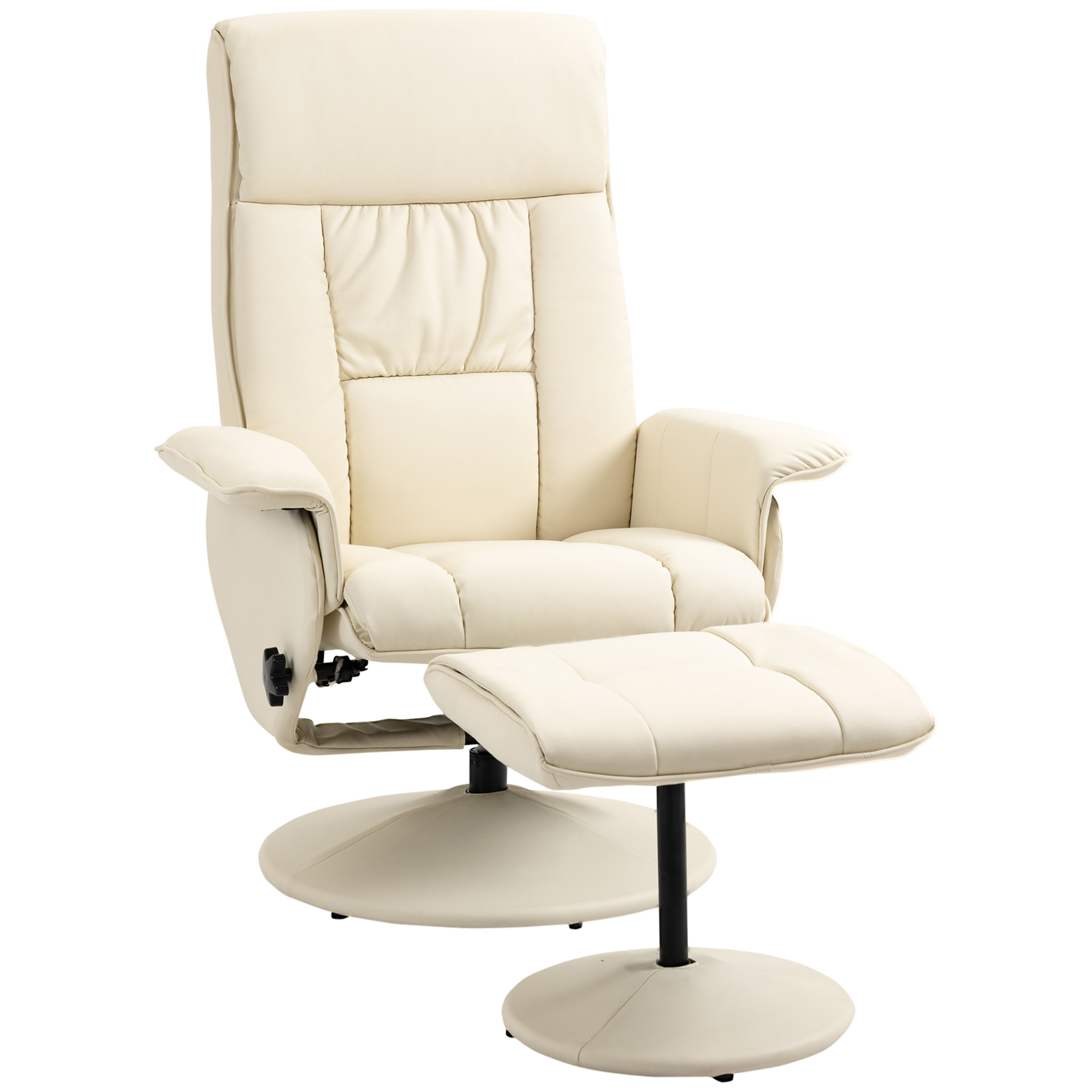 Fauteuil relax inclinable avec pouf crème
