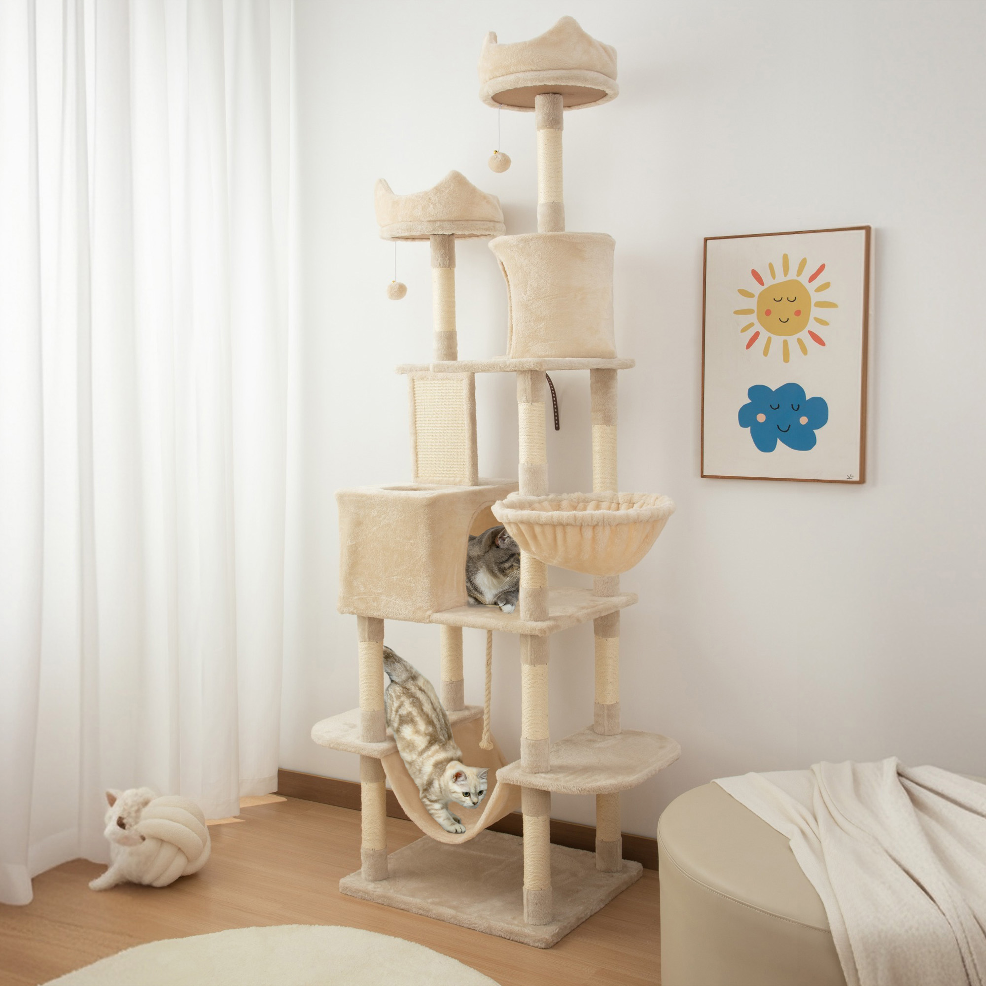 Arbre À Chat De Grande Hauteur Avec Multiples Plateformes Et Hamacs_voghion.com