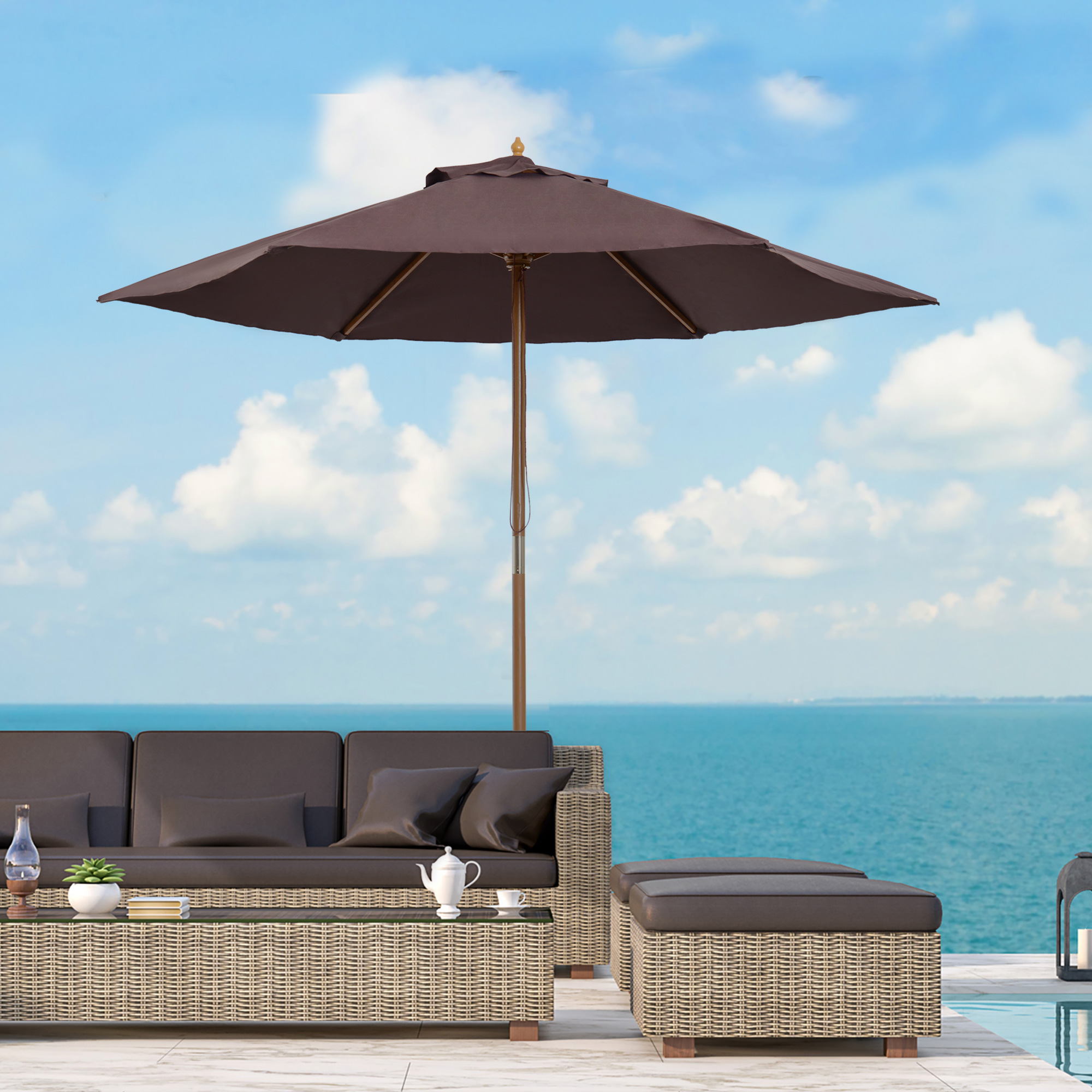 Parasol de terrasse pour jardin avec système de corde et baleines_voghion.com