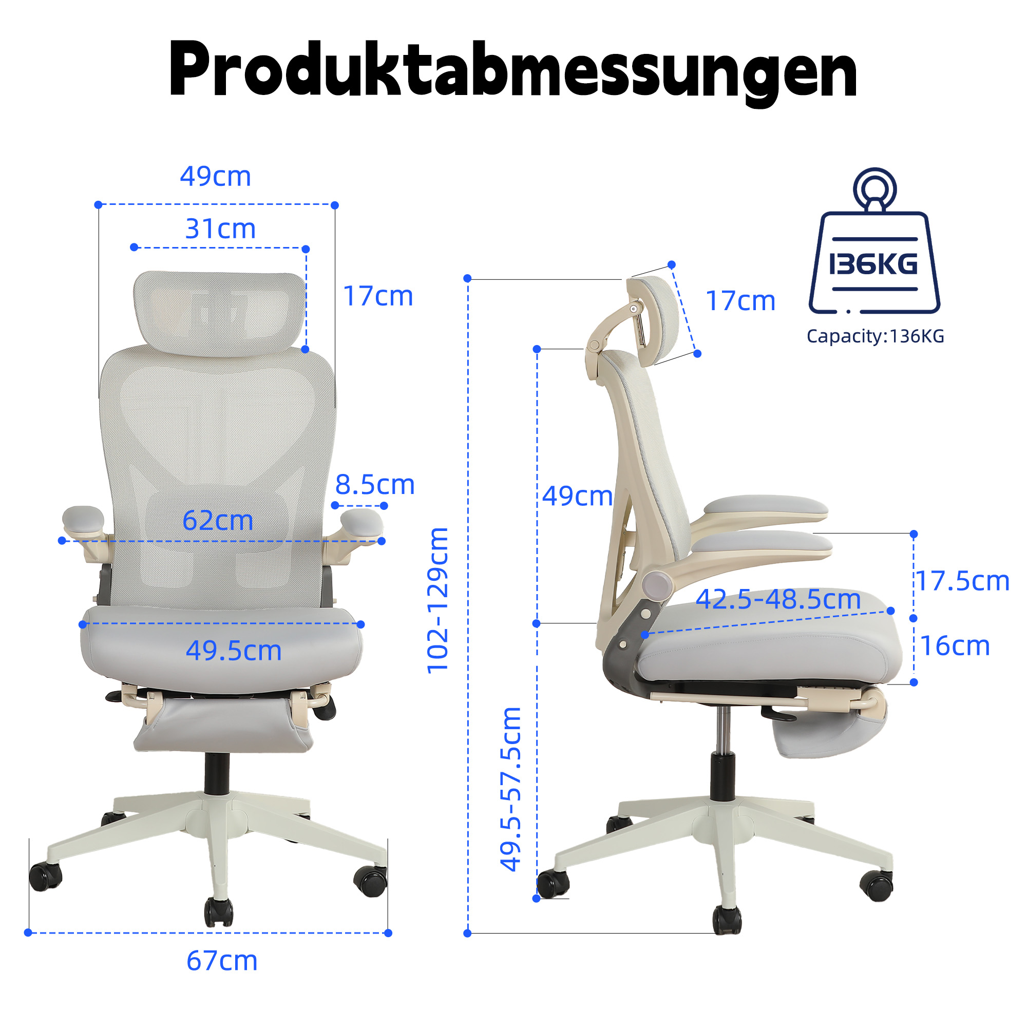 Chaise bureau ergonomique pliable Irovami grise