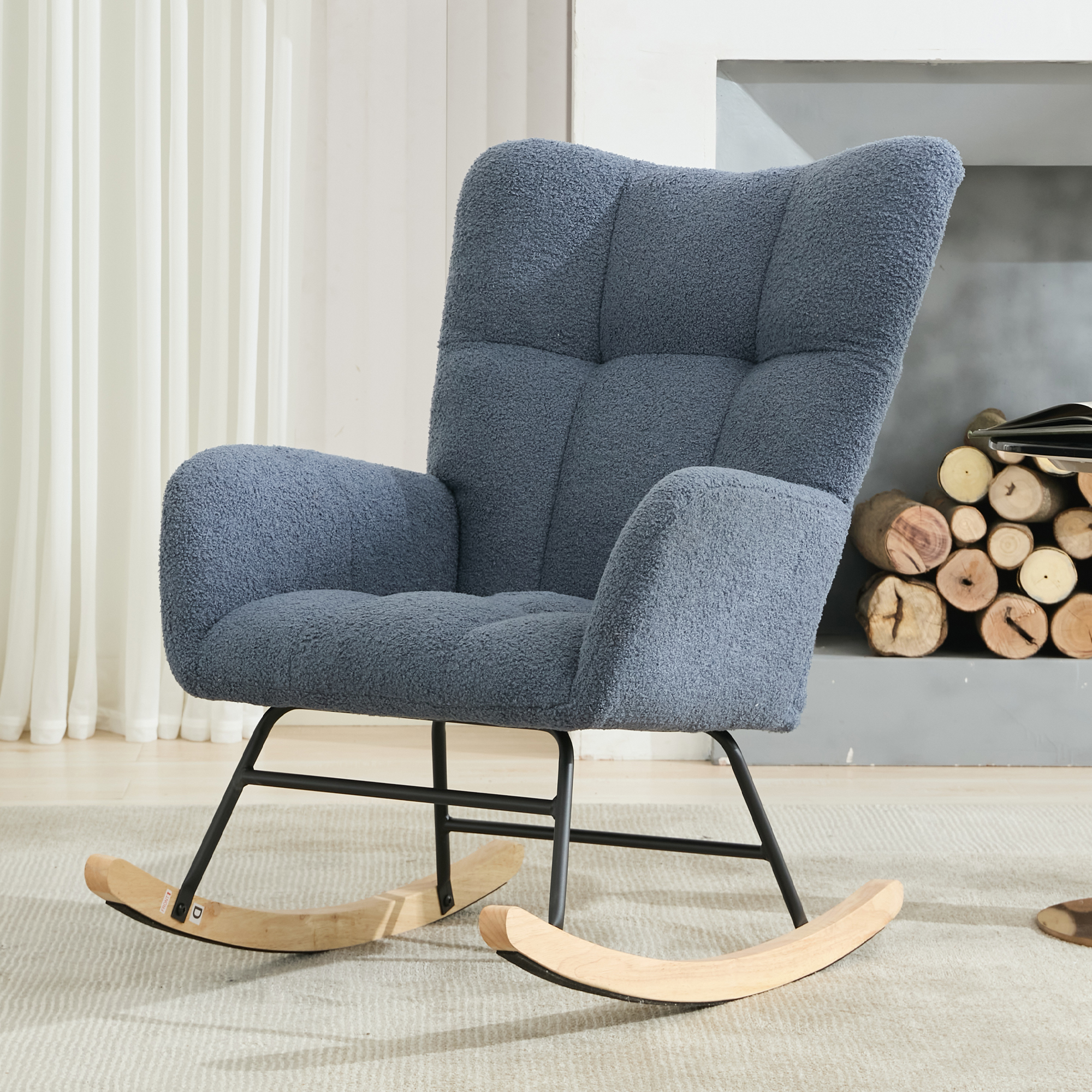 Fauteuil à bascule teddy bleu marine