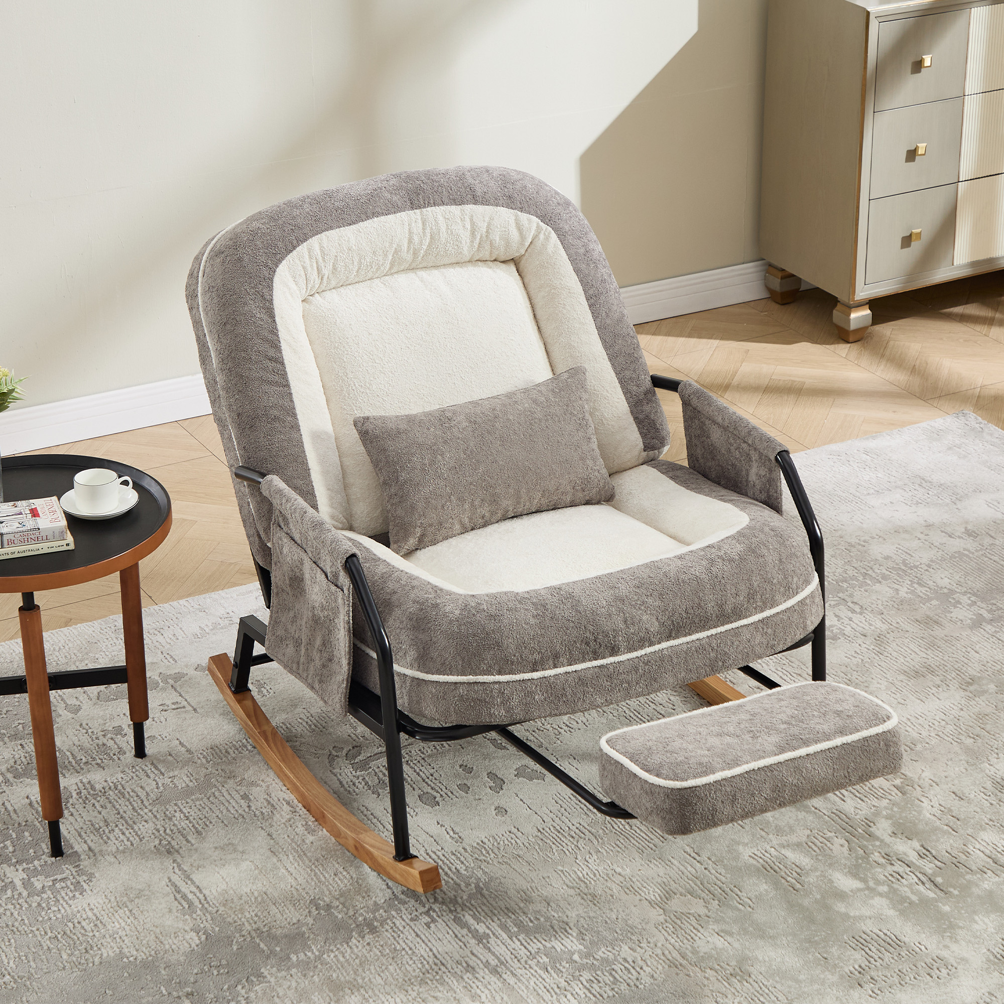Fauteuil à bascule surdimensionné gris clair