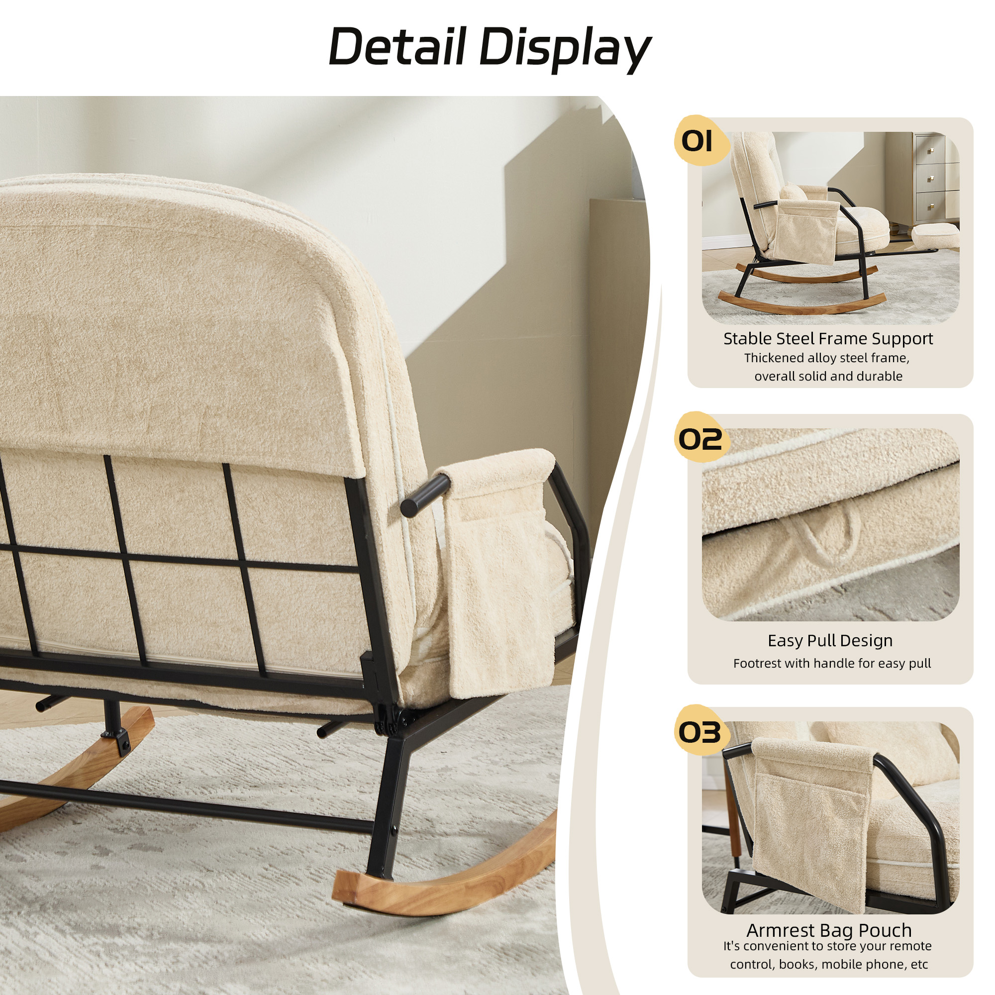 Fauteuil bascule fausse fourrure