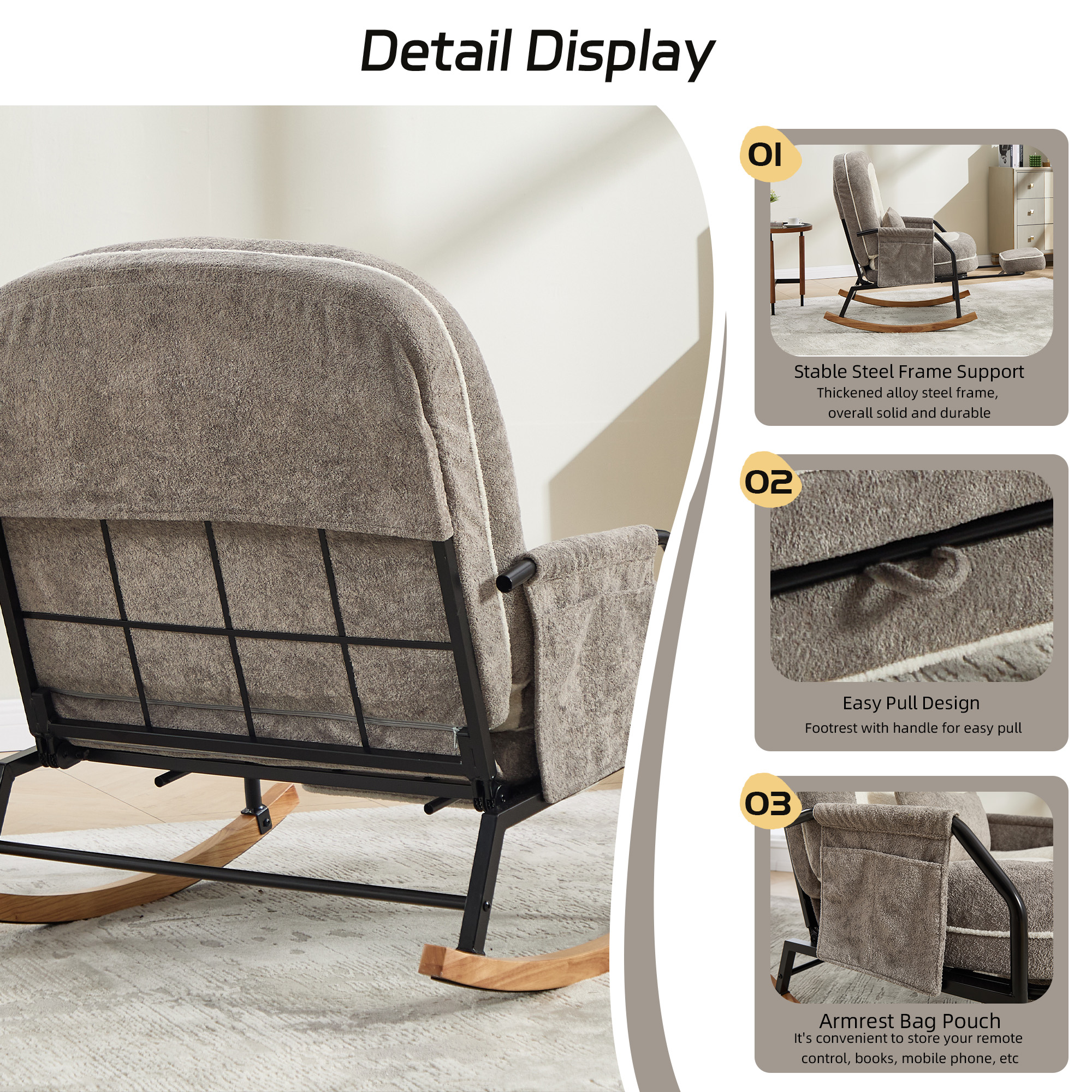 Fauteuil bascule fausse fourrure