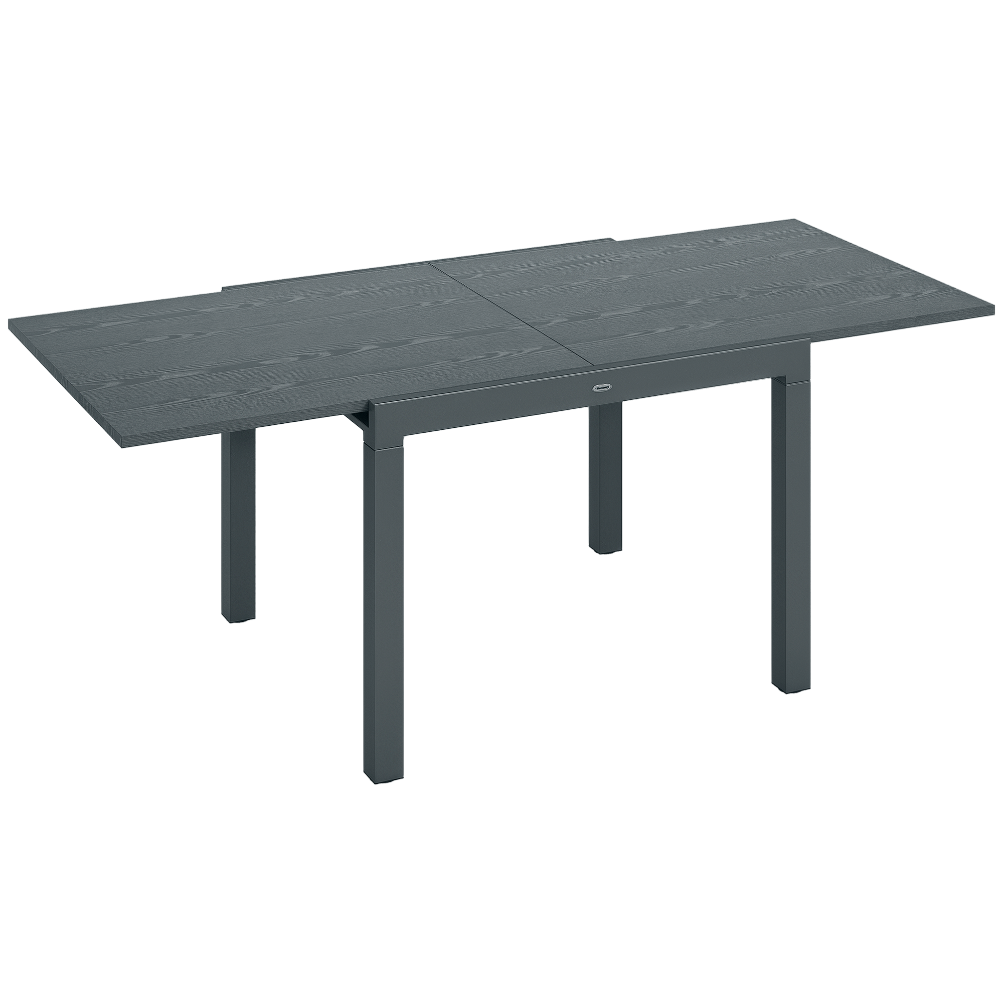 Patio Table for 6-8 People, Aluminum Frame Rectangle Garden Table with Wood Effect Steel Top, for Backyard, Dark Gray