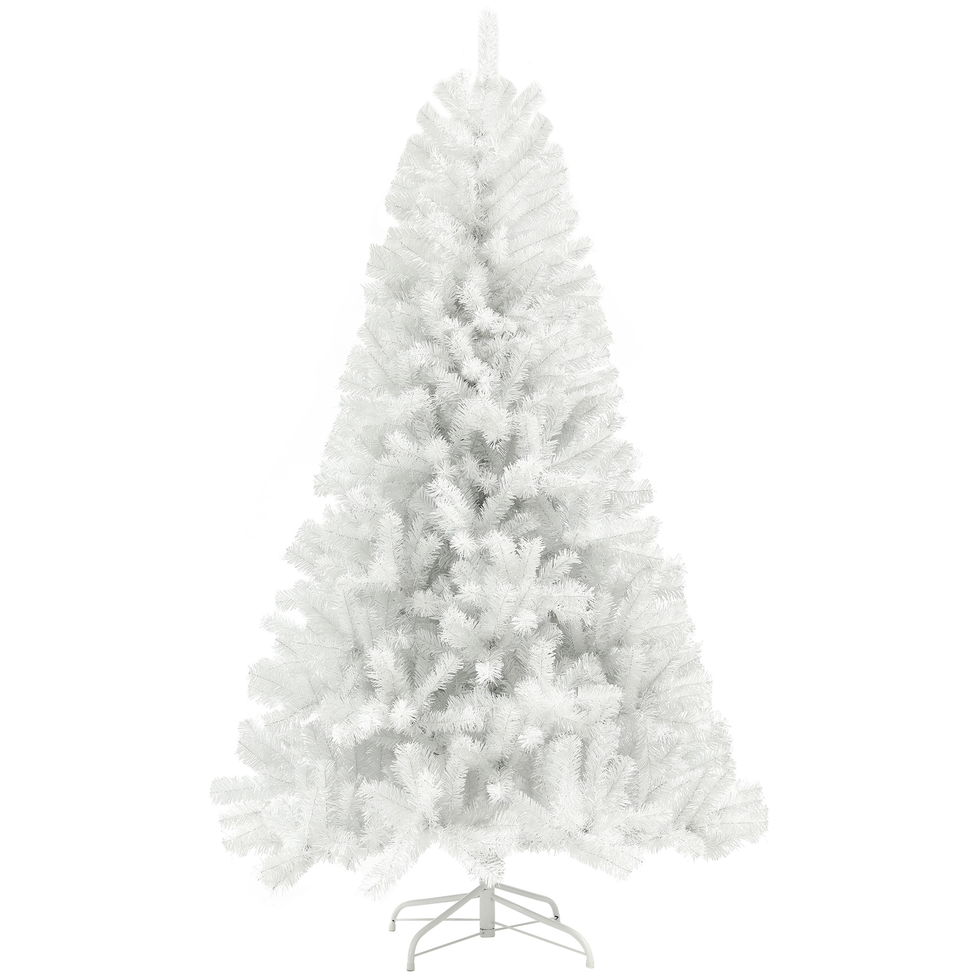 7.5ft Unlit Artificial White Christmas Tree, Holiday Décor with 1346 Branch Tips, Auto Open and Steel Base