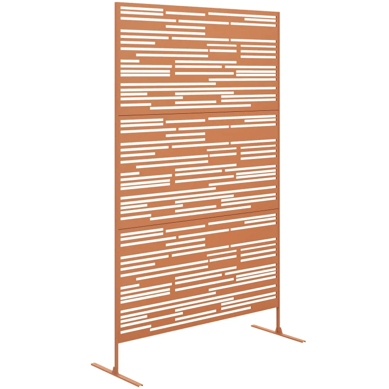  78" H x 48" W Metal Outdoor Privacy Screen, Freestanding Decorative Privacy Fence Screen for Balcony, Brown