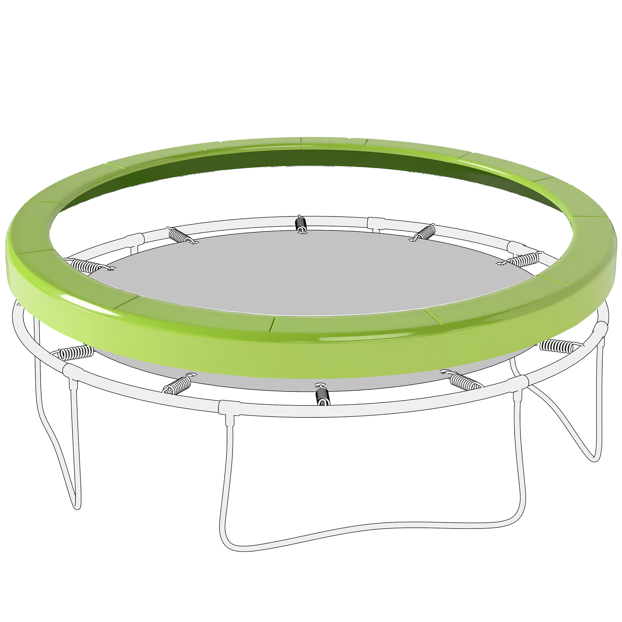 14FT Trampoline Spring Cover, Safety Trampoline Pad Replacement, Waterproof and Tear Resistant, All Weather Trampoline Accessories, No Holes for Pole, Green