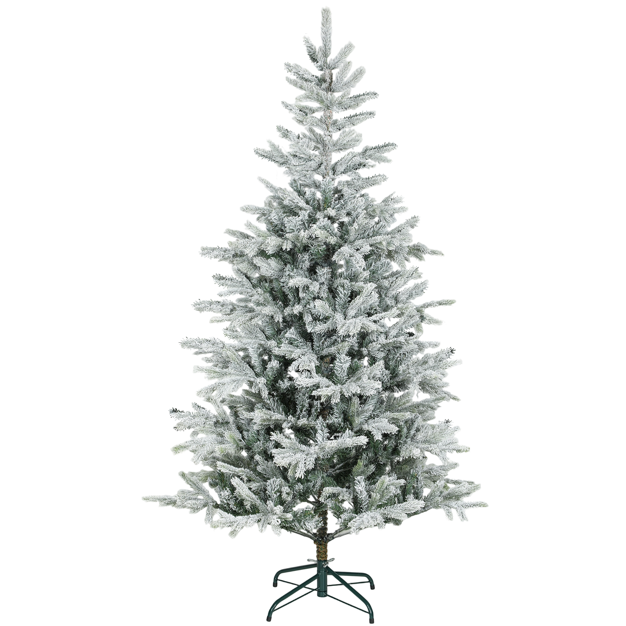 6 ft Artificial Frosted Christmas Tree with Realistic Branches, Wide Full Spruce, Hinged Xmas Tree, Easy Assembly