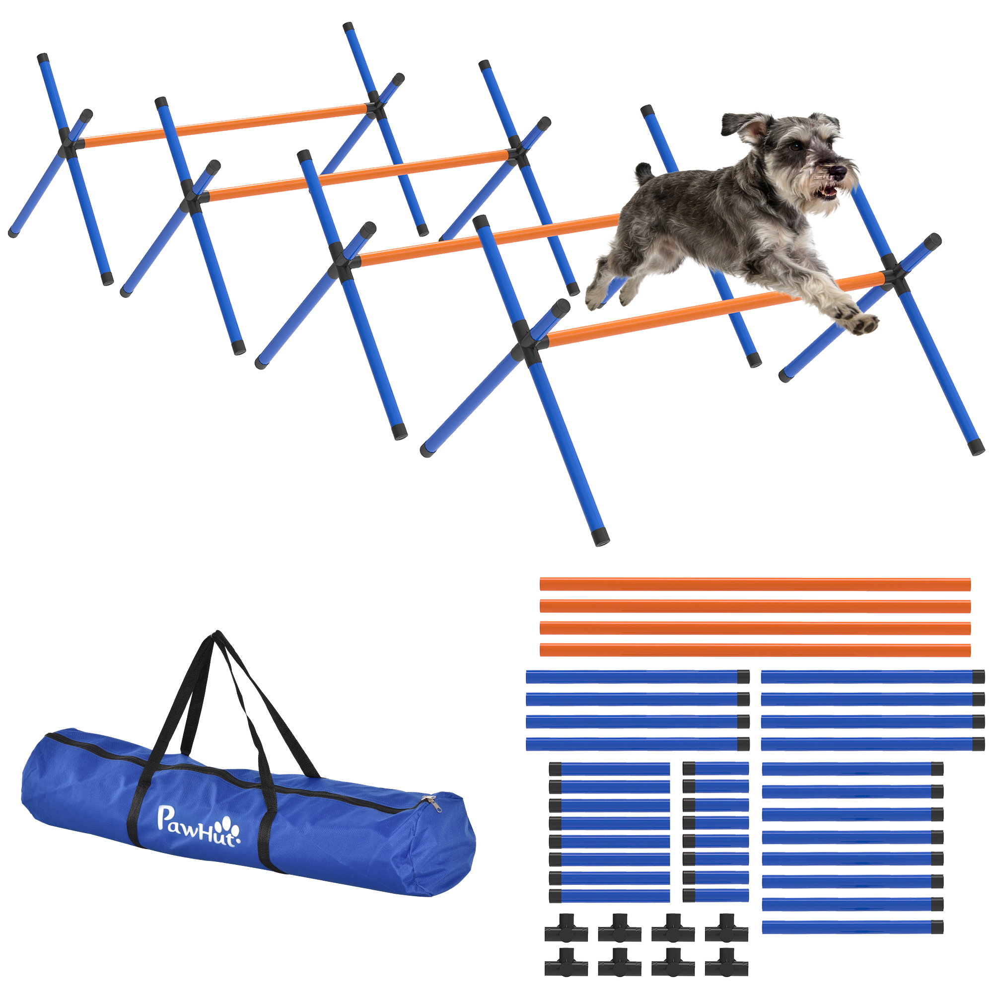 4 Pieces Dog Agility Equipment, Dog Agility Course Backyard Set with Adjustable Height Jump Bars and Carry Bag